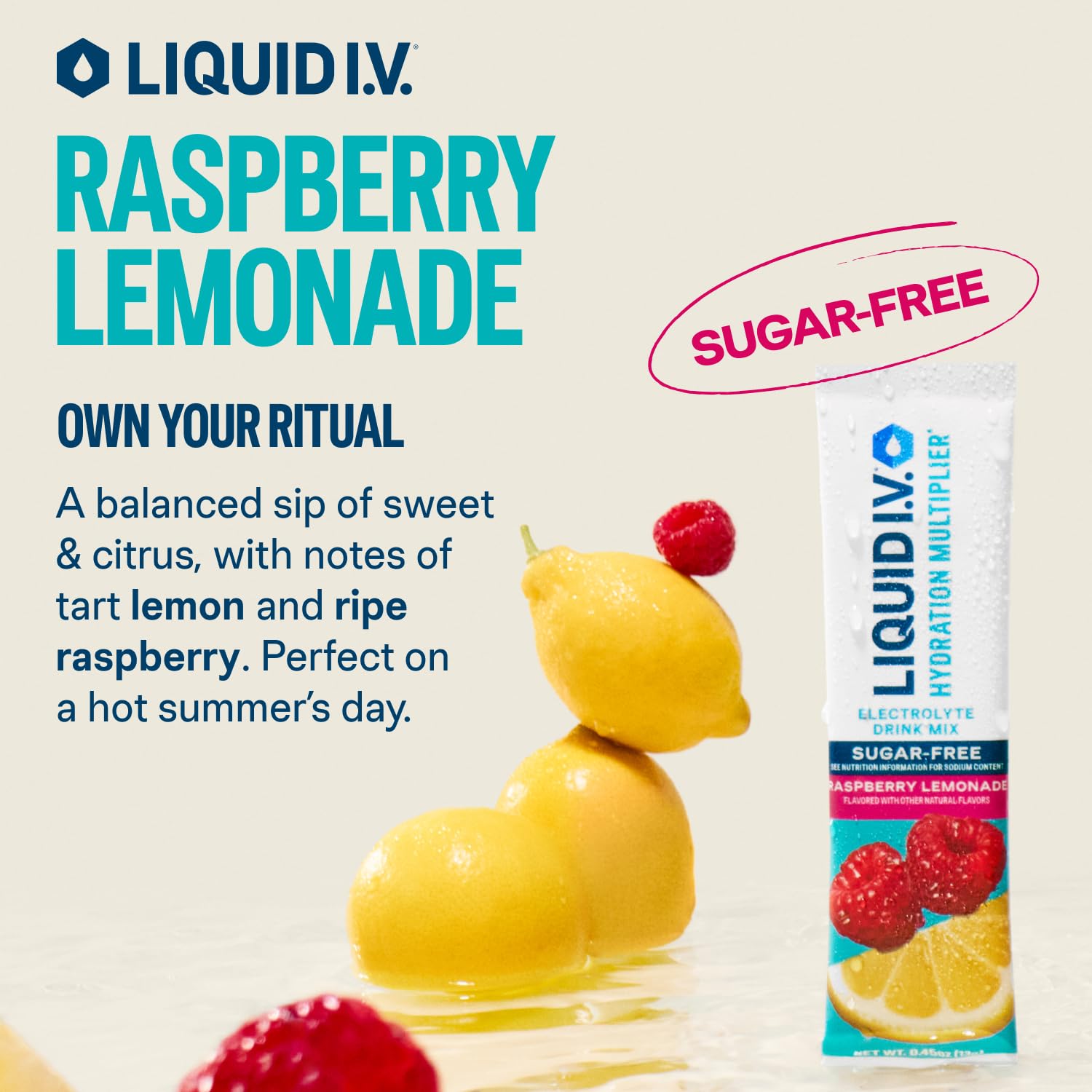 Liquid I.V.® Hydration Multiplier® Sugar-Free - Raspberry Lemonade | Electrolyte Powder Drink Mix | 3 Pack (42 Servings) Liquid I.V.Buy Supplements Australia