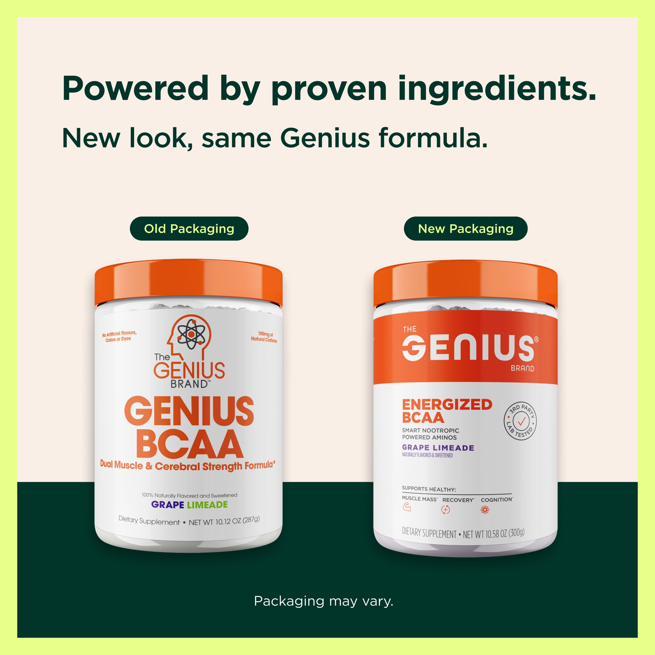 Genius BCAA Powder - 5g Vegan BCAAs L-Glutamine, Cognizin & Rhodiola Muscle Recovery Energy Support 100mg Caffeine Pre, Intra, Post-Workout Nootropic Supplement for Focus & Performance - Grape Limeade The Genius BrandBuy Supplements Australia