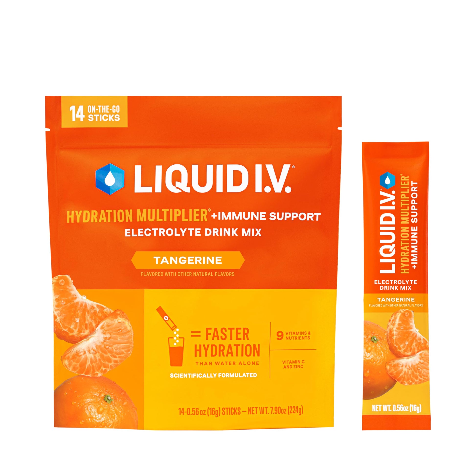 Liquid I.V.® Hydration Multiplier +Immune Support - Tangerine | Electrolyte Powder Drink Mix | 1 Pack (14 Servings) Liquid I.V.Buy Supplements Australia