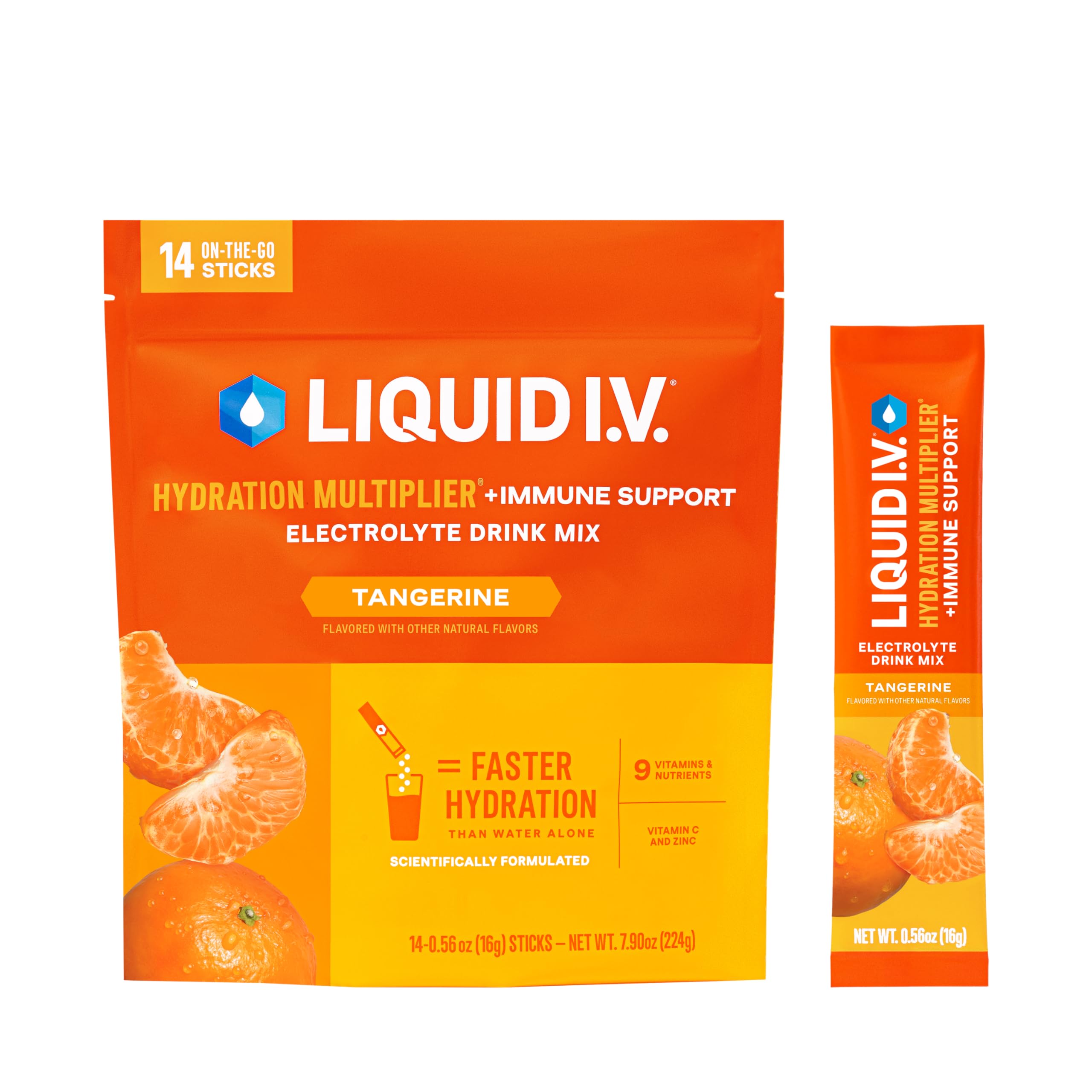 Liquid I.V.® Hydration Multiplier +Immune Support - Tangerine | Electrolyte Powder Drink Mix | 1 Pack (14 Servings) Liquid I.V.Buy Supplements Australia