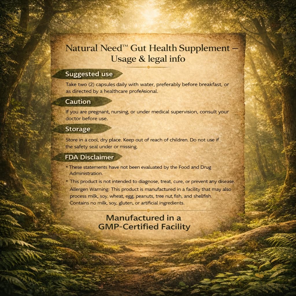 NATURAL NEED™ Gut Health – 5-in-1 Formula with Probiotics, Prebiotics, Postbiotics, Enzymes & Vitamins (C,D3,B12,Zinc) – Delayed Release Capsule – Supports Overall Digestion, Immunity & Gut – 60 Vegan NATURAL NEEDBuy Supplements Australia