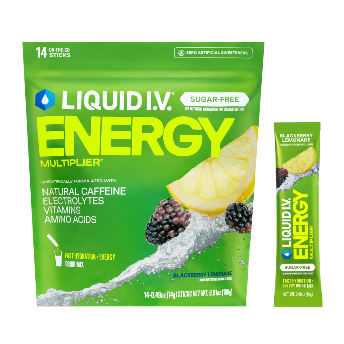 Liquid I.V.® Hydration Multiplier Sugar-Free + Energy - Blackberry Lemonade | Electrolyte Powder Drink Mix | 1 Pack (14 Servings) Liquid I.V.Buy Supplements Australia