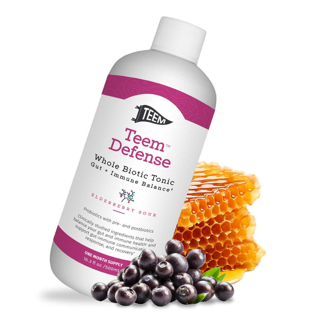 Teem Defense Liquid Probiotic with Elderberry, Whole Biotic Tonic for Digestion & Immunity, Prebiotic Probiotic & Postbiotic Supplement for Kids and Adults, 30 Day Supply – 16.3 Fl.Oz TeemBuy Supplements Australia