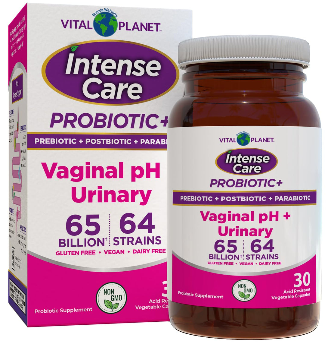 Vital Planet - Intense Care Vaginal pH & Urinary Probiotics, Prebiotics, Postbiotics, Parabiotics, 4-in-1 Refrigerated Supplement for Adults, 65 Billion CFU, 64 Strains, Digestive and Immune, 30 ct Vital PlanetBuy Supplements Australia