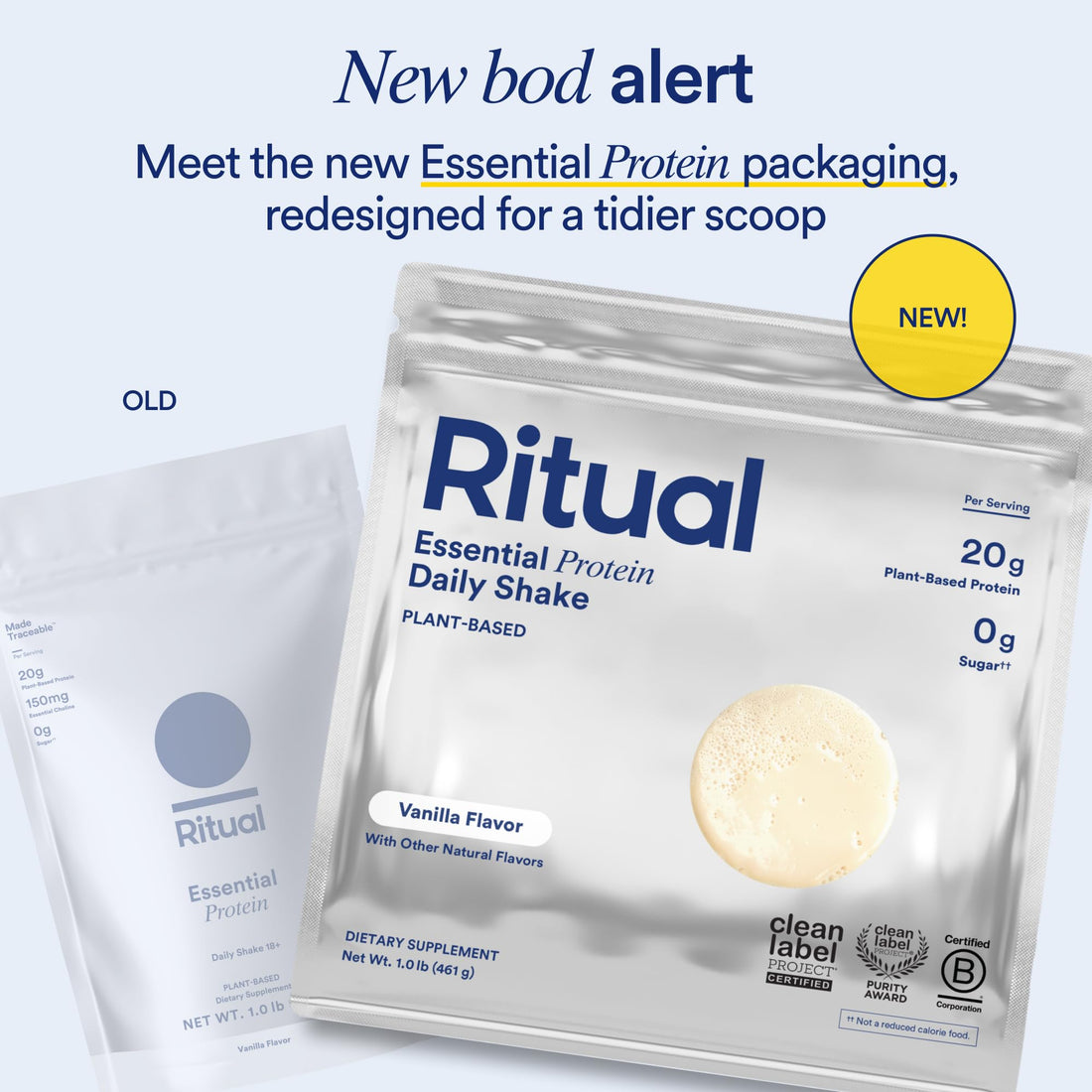 Ritual Pea Protein Powder with BCAA: 20g Organic Vegan Plant-Based Protein from Regenerative Farms in North America, Complete Amino Acid Profile, Gluten Free, Sugar Free‡, Dairy Free, Vanilla, 1 Lbs RitualBuy Supplements Australia