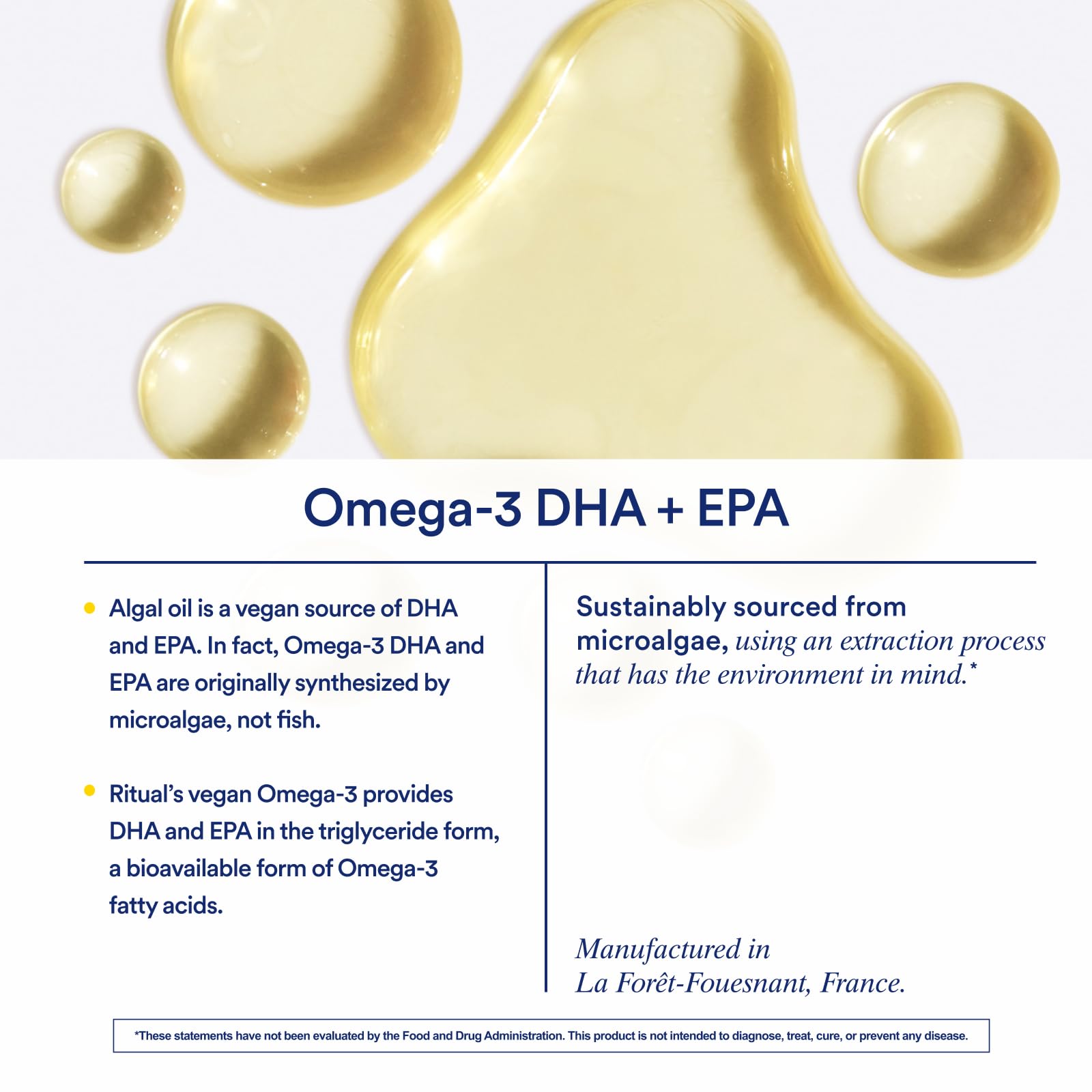 Ritual Omega 3 - Vegan - Science-Backed Dose of DHA & EPA Fatty Acids in 2:1 Ratio, Bioavailable, Brain and Heart Health Support, Minimal Burp-Back, Sustainably Sourced Microalgae, 30 Day Supply RitualBuy Supplements Australia