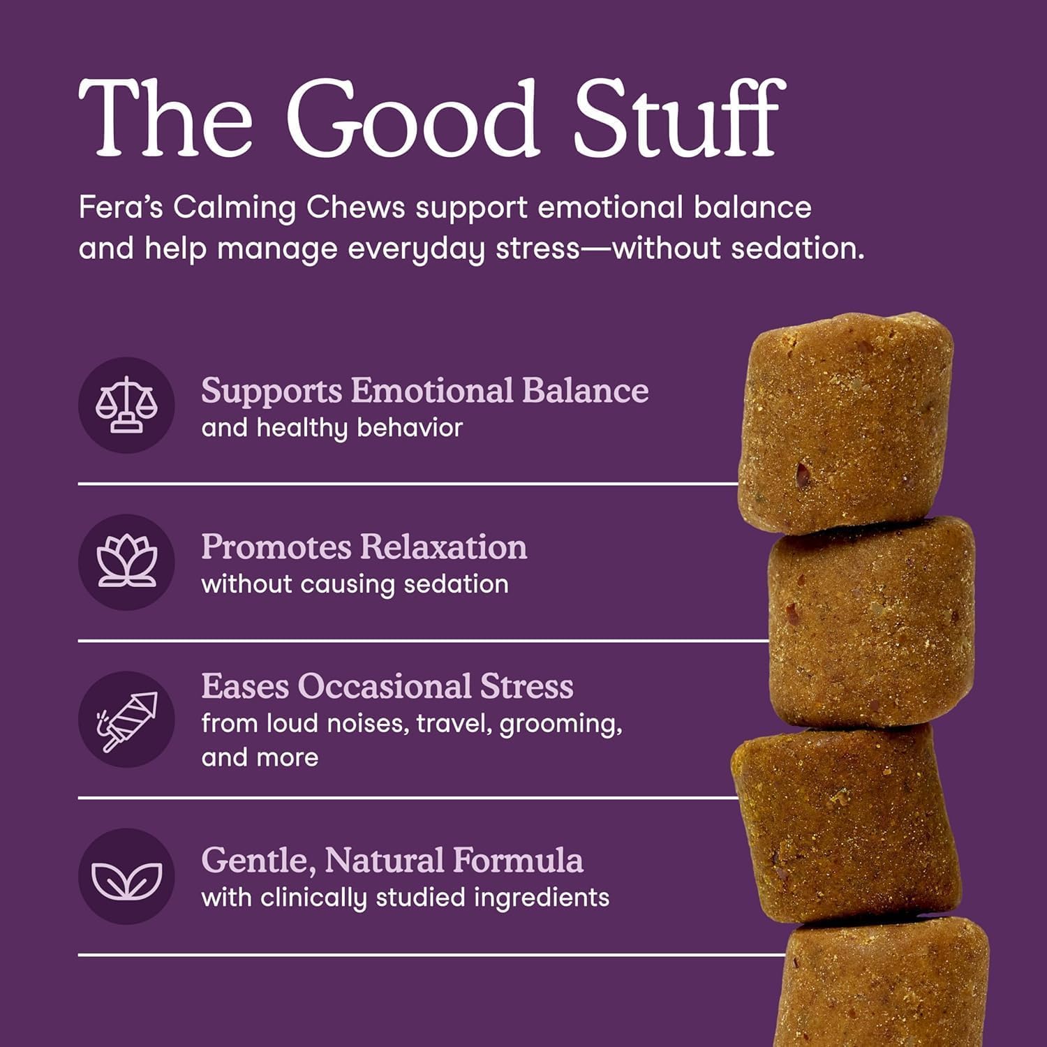 Fera Pets Dog Calming Chews - Helps Manage Everyday Stress & Separation - Promotes Relaxation - Ashwagandha & Priome® Mental Wellbeing Postbiotic Blend - 30 Soft Chews Fera PetsBuy Supplements Australia