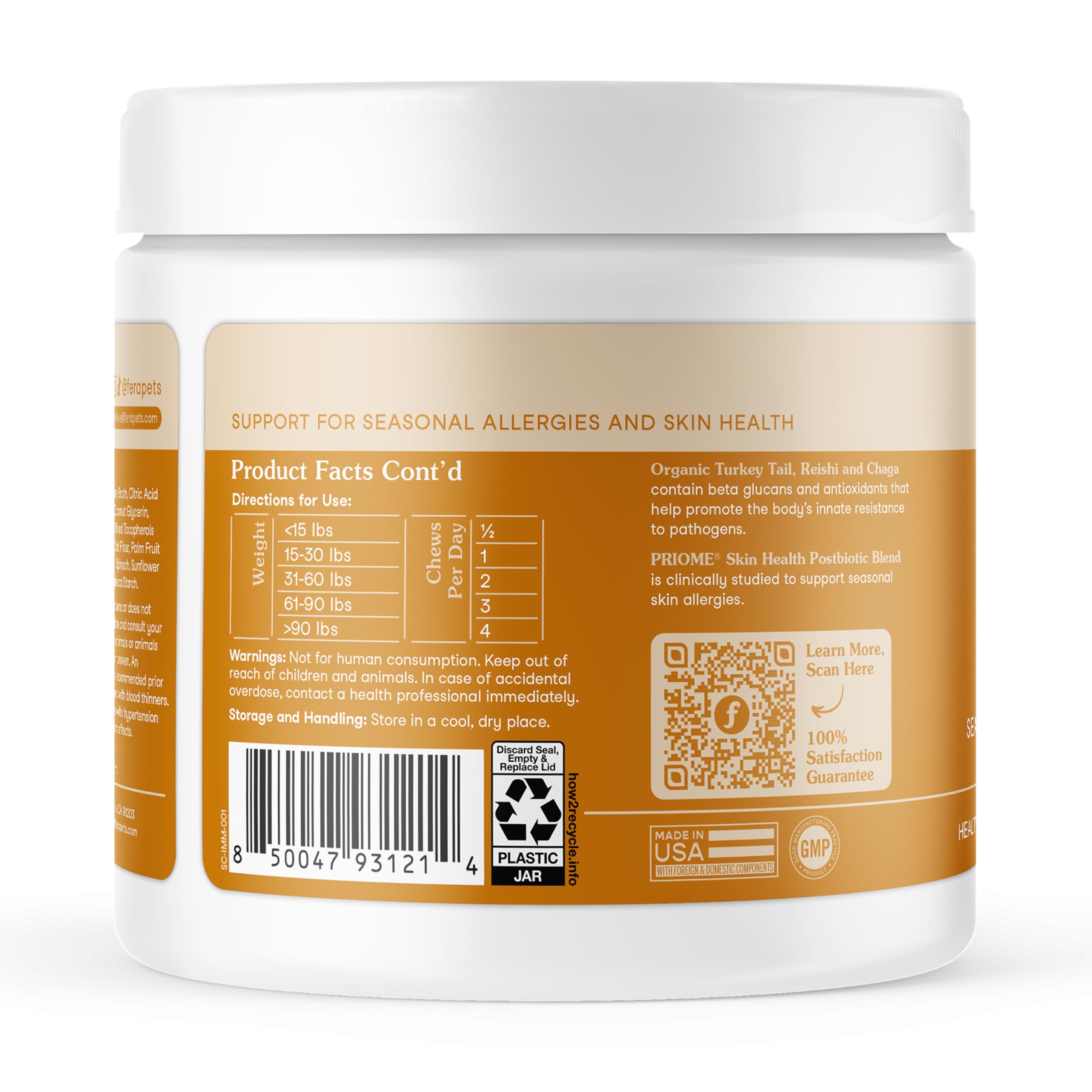 Fera Pets Dog Allergy and Immune Support with Organic Mushrooms, Postbiotics & Colostrum - Promotes Skin & Gut Health - Soothes Seasonal Allergy Symptoms - 30 Soft Chews Fera PetsBuy Supplements Australia