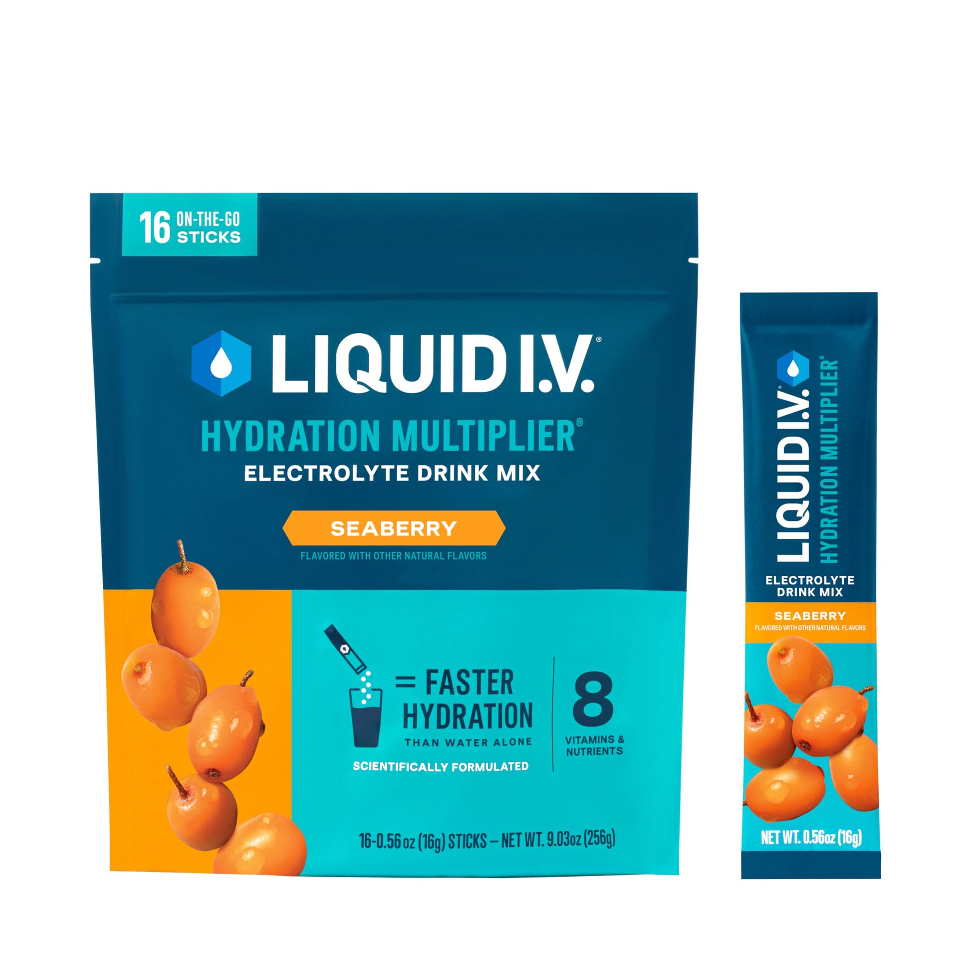 Liquid I.V.® Hydration Multiplier - Seaberry | Electrolyte Powder Drink Mix | 1 Pack (16 Servings) Liquid I.V.Buy Supplements Australia