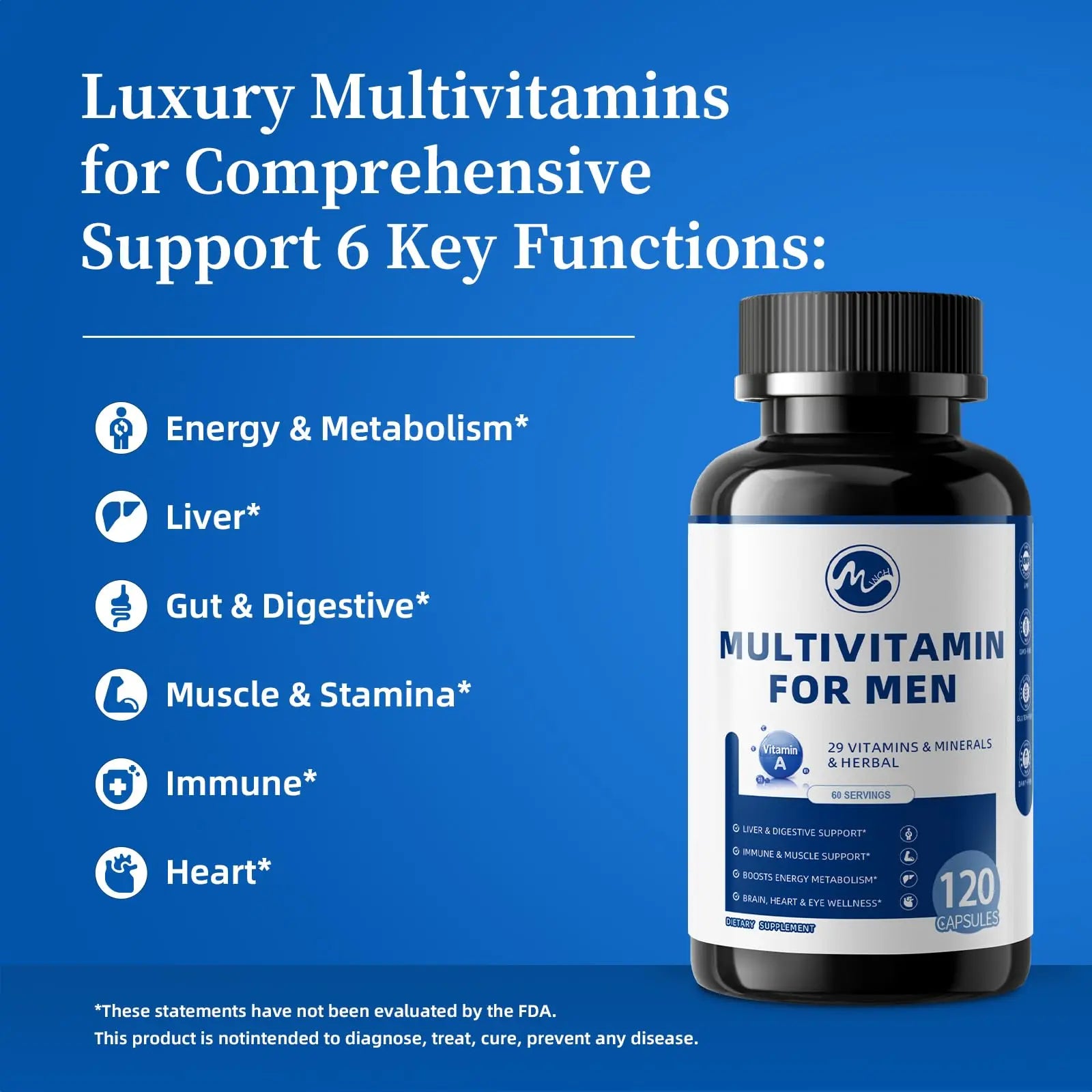 Multivitamin for Men - Methylated Multivitamin Supports Energy & Metabolism, Liver & Digestive*, Daily Men's Vitamins M inch