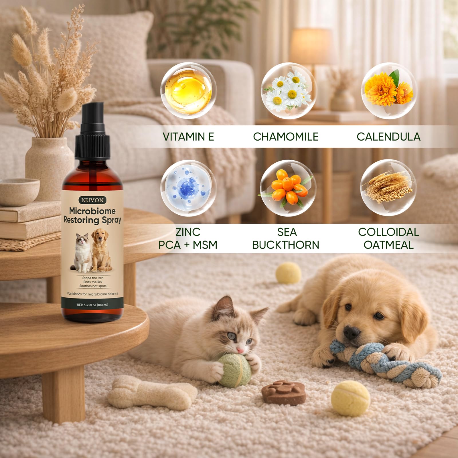 Wanciment NUVON Postbiotic Spray - Hot Spot Treatment for Dogs & Cats - Helps Alleviate Sensitive Skin, Scratching, and Licking of Coat - 3.38 fl oz WancimentBuy Supplements Australia