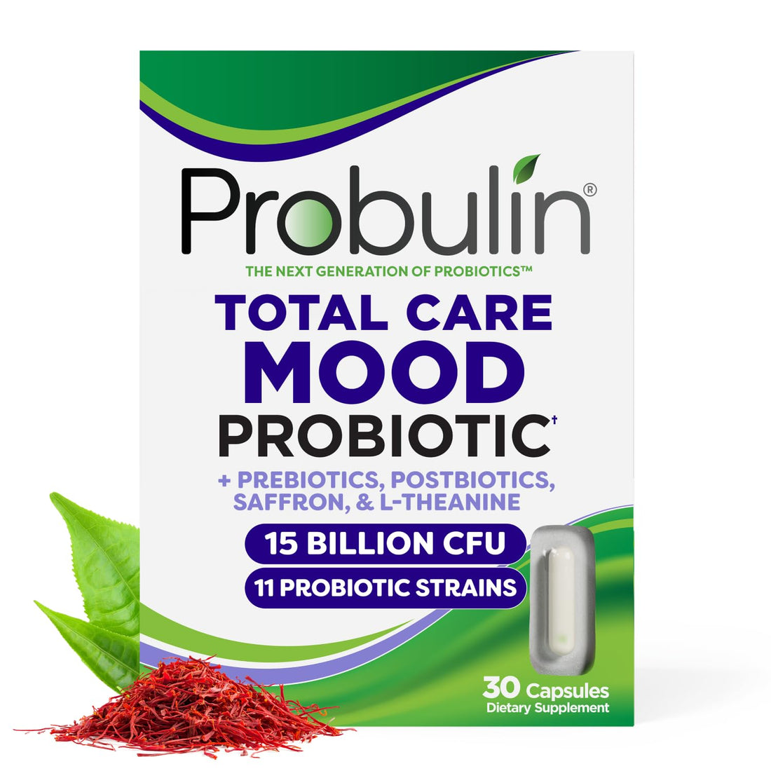 Probulin Mood Probiotics for Women with Saffron, L Theanine, Probiotic, Prebiotic, Postbiotic - Mood Support Supplement & Gut Support - Vegan, Non GMO, 30 Capsules ProbulinBuy Supplements Australia