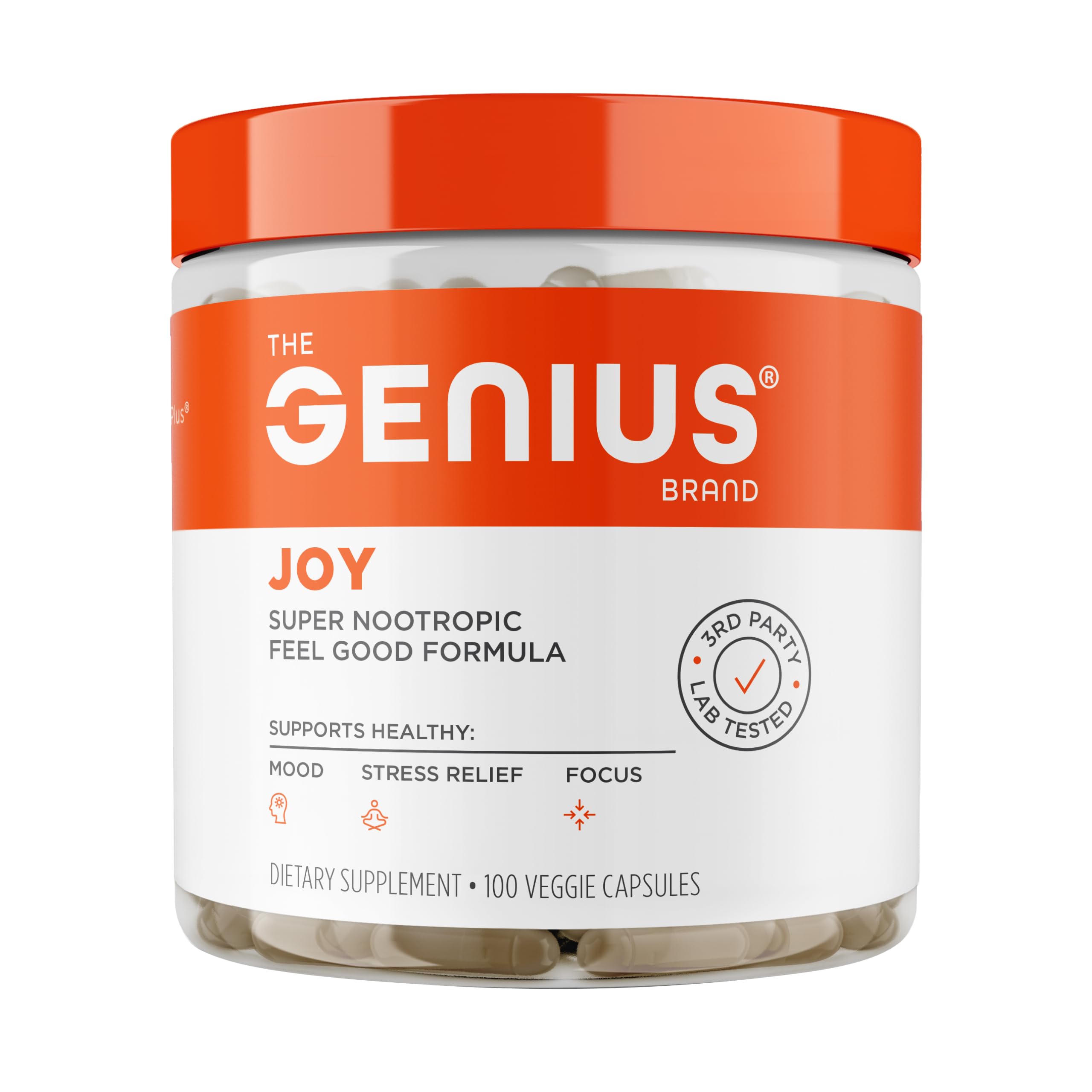 Genius Joy, Nootropic Mood Enhancer Supplement - Support Cognitive Health, Enhance Mood & Neural Function with Brain Boosting L-Theanine, Panax Ginseng & SAM-e - Organic, Non-GMO, & Gluten-Free The Genius BrandBuy Supplements Australia