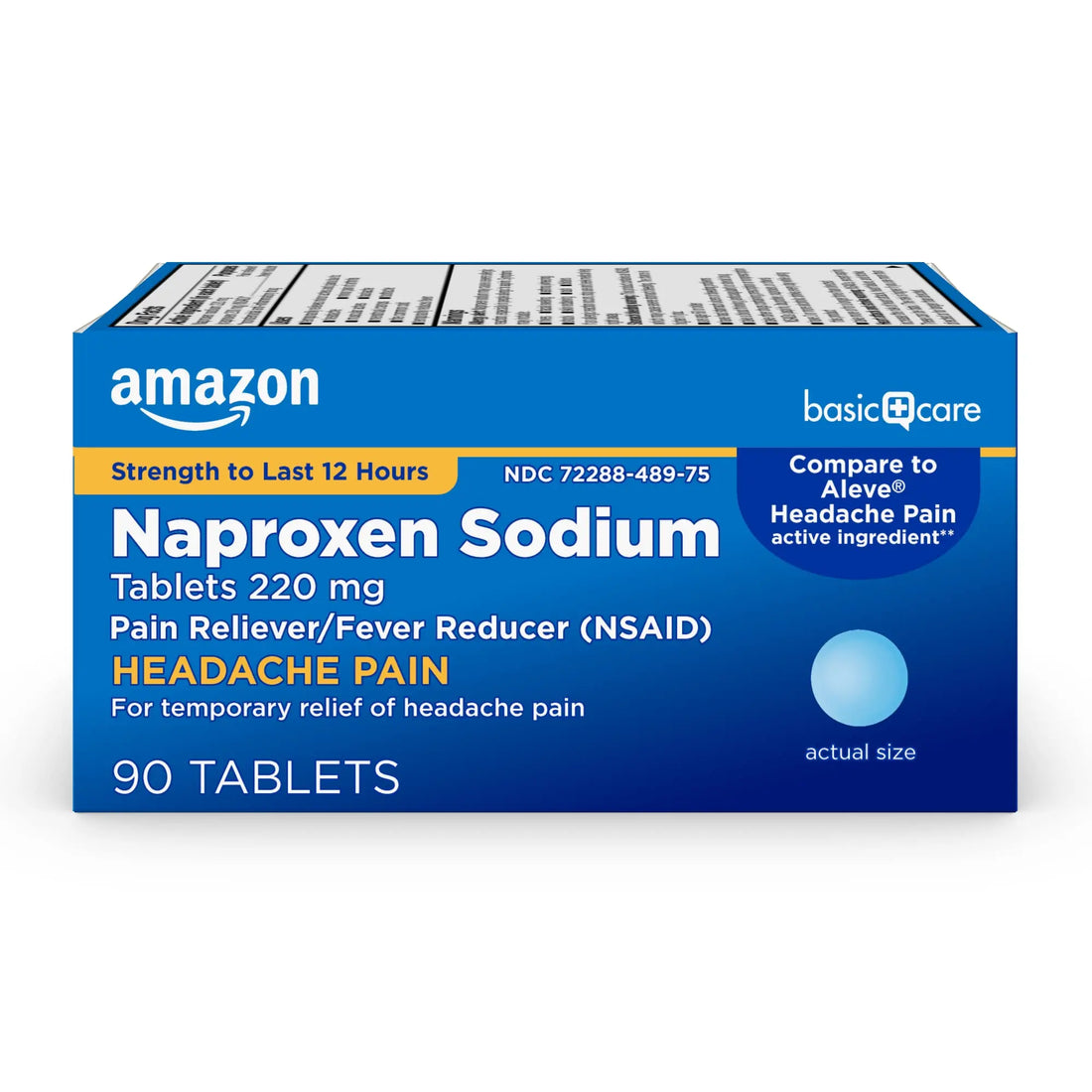Amazon Basic Care Naproxen Sodium Tablets 220 mg, Pain Reliever, Fever Reducer, Headache Relief, Backache, Menstrual Cramps, Arthritis, Muscular Aches, NSAID, 90 Count Amazon Basic CareBuy Supplements Australia