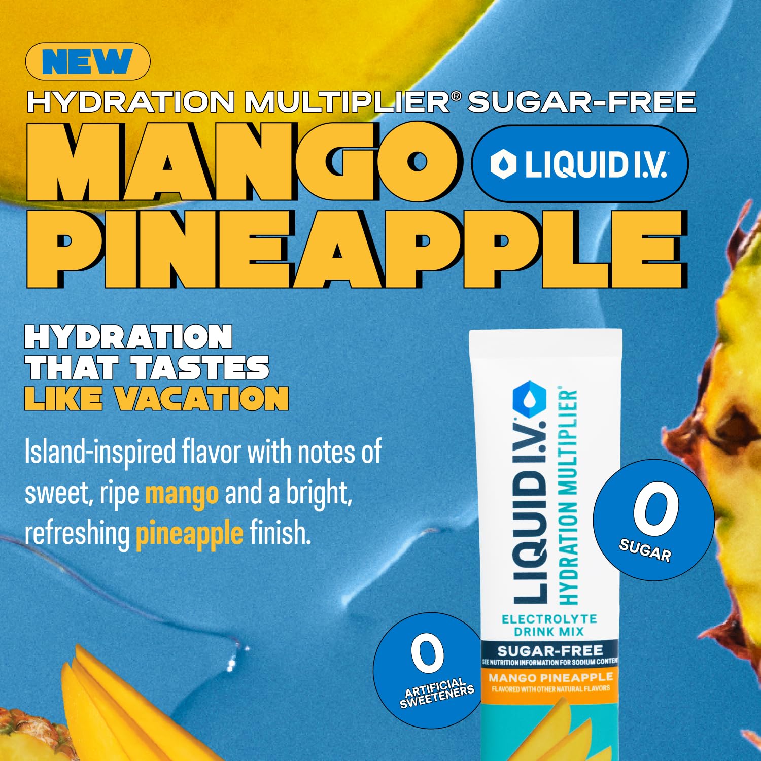 Liquid I.V.® Hydration Multiplier Sugar-Free – Mango Pineapple | Electrolyte Powder Drink Mix | 3 Pack (42 Servings) Liquid I.V.Buy Supplements Australia