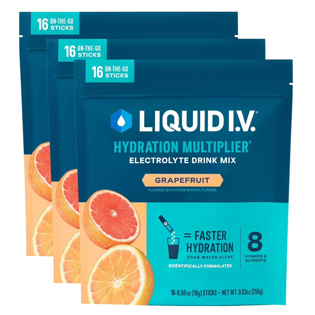 Liquid I.V.® Hydration Multiplier - Grapefruit | Electrolyte Powder Drink Mix | 3 Pack (48 Servings) Liquid I.V.Buy Supplements Australia