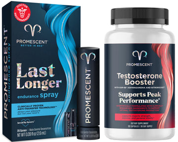 Promescent Desensitizing Delay Spray for Men Clinically Proven to Help You Last Longer in Bed, Prolong Climax for Him, 2.6 ml + Testosterone Booster for Men Supplement with KSM-66 Ashwagandha PromescentBuy Supplements Australia