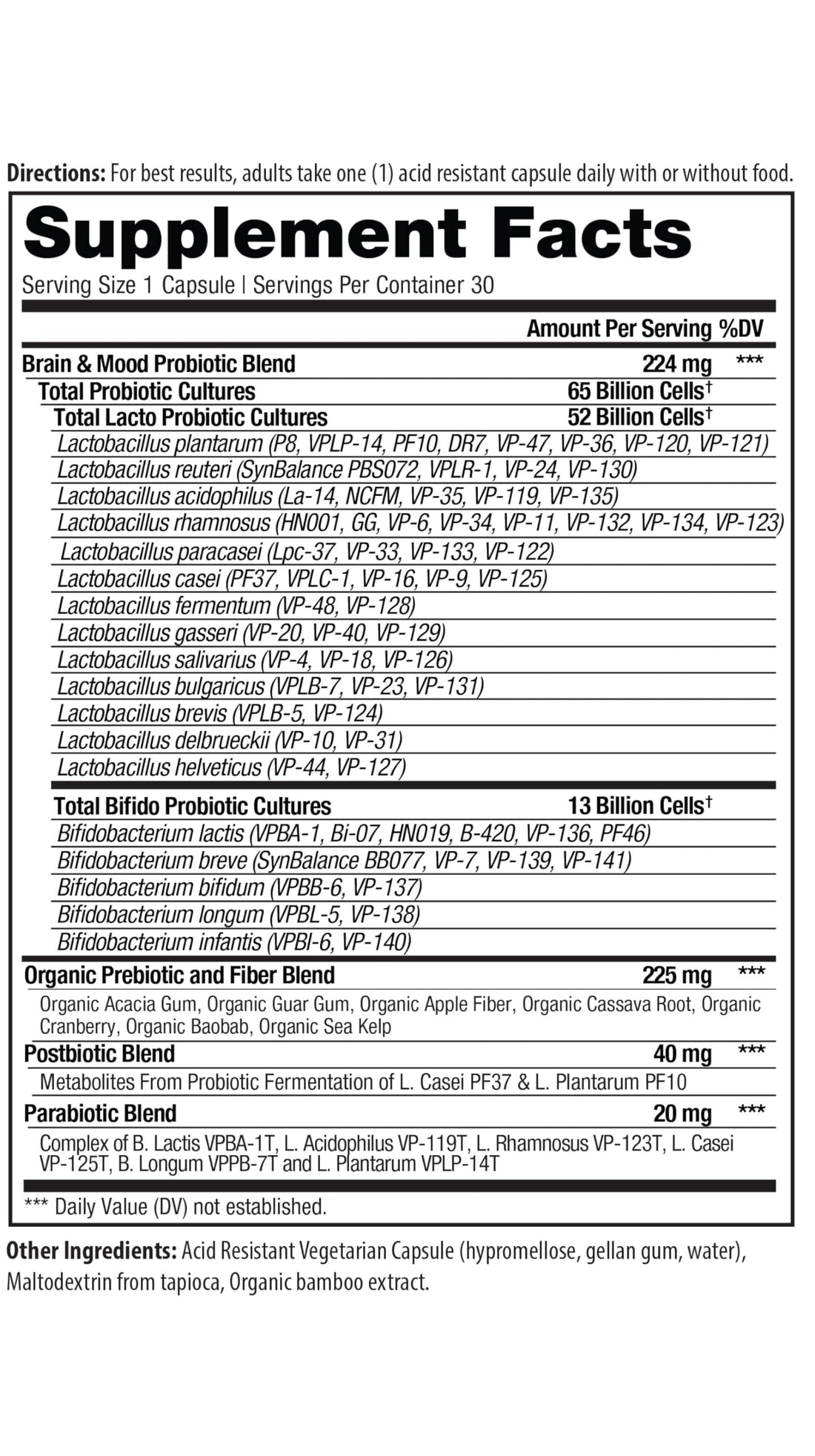 Vital Pro Naturals - Brain & Mood Probiotics + Prebiotics, Postbiotics, Parabiotics, 4-in-1 Health Supplement for Adults, High Potency, 67 Strains, Digestive, Brain and Immune Health, 30 ct Vital PlanetBuy Supplements Australia