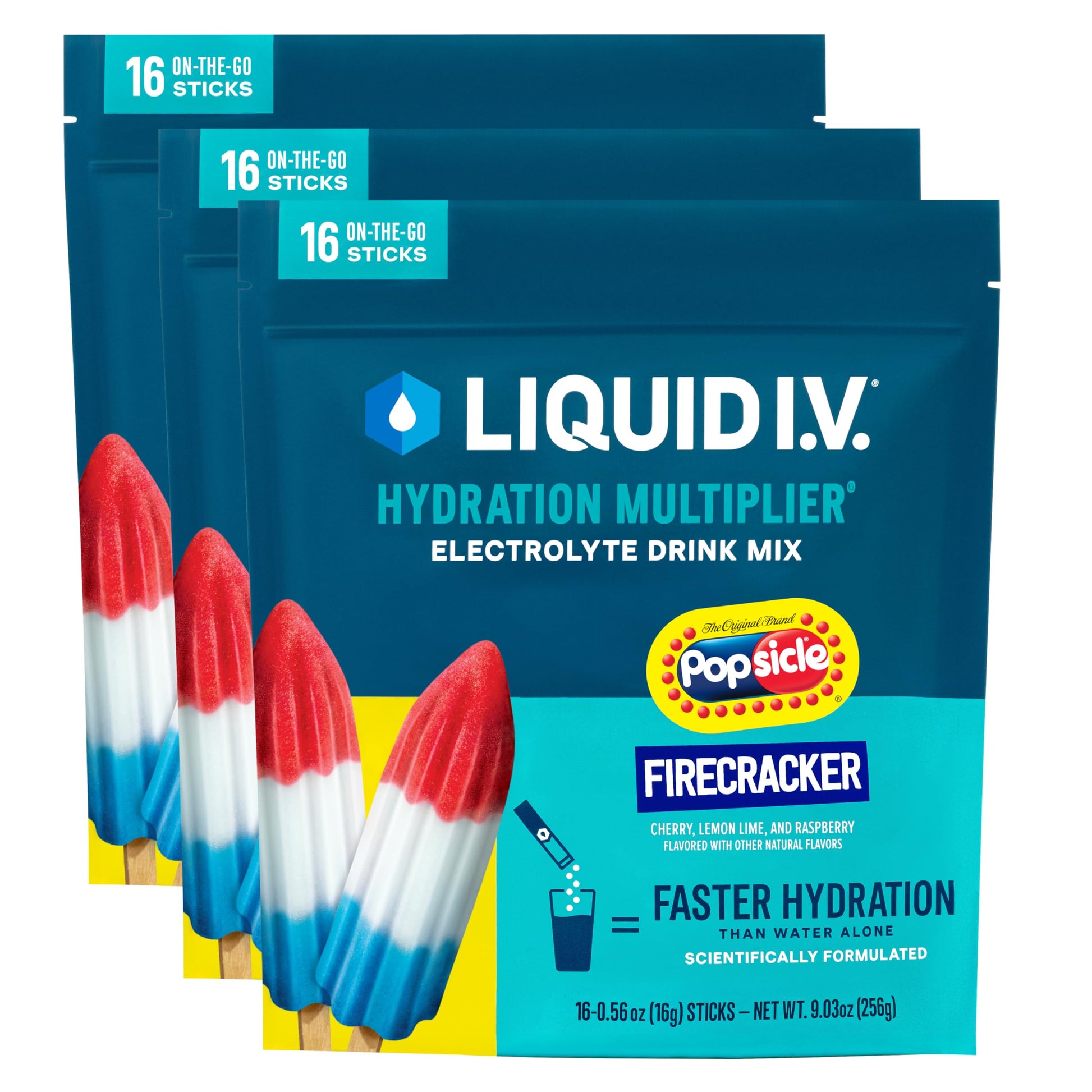 Liquid I.V.® Hydration Multiplier - Popsicle Firecracker | Electrolyte Powder Drink Mix | 3 Pack (48 Servings) Liquid I.V.Buy Supplements Australia