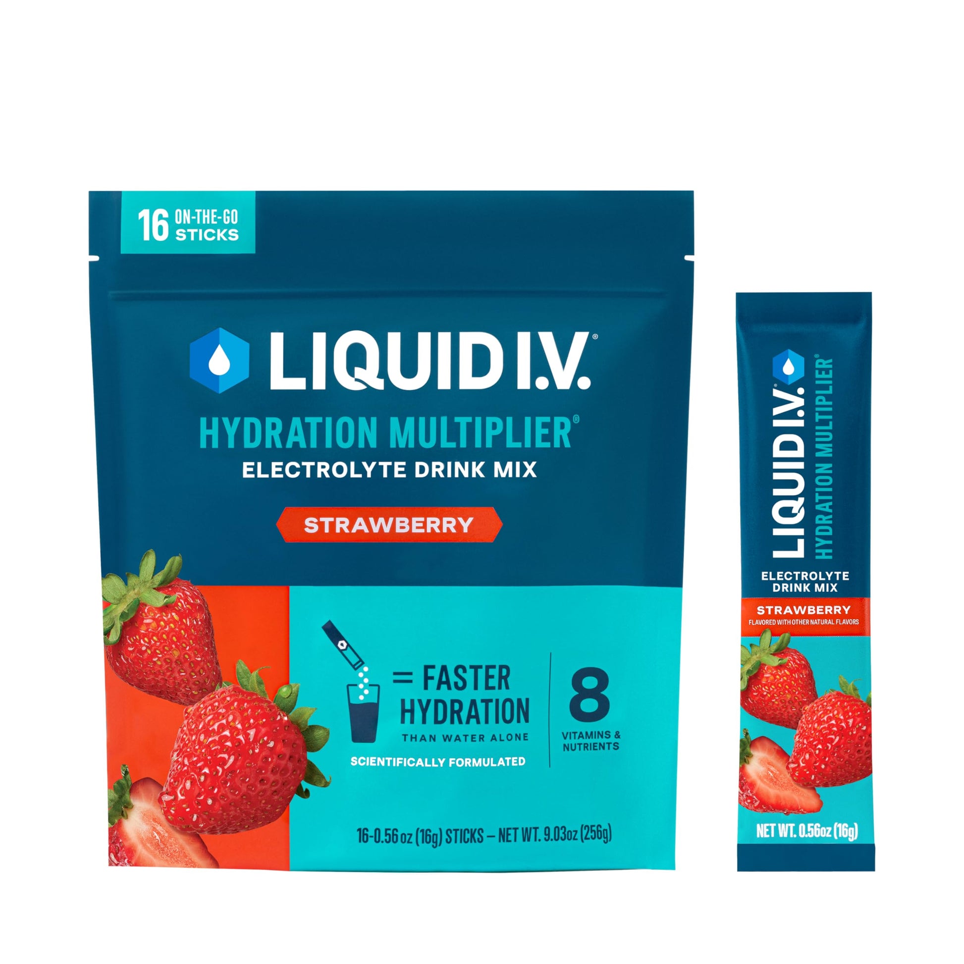 Liquid I.V.® Hydration Multiplier - Strawberry | Electrolyte Powder Drink Mix | 1 Pack (16 Servings) Liquid I.V.Buy Supplements Australia
