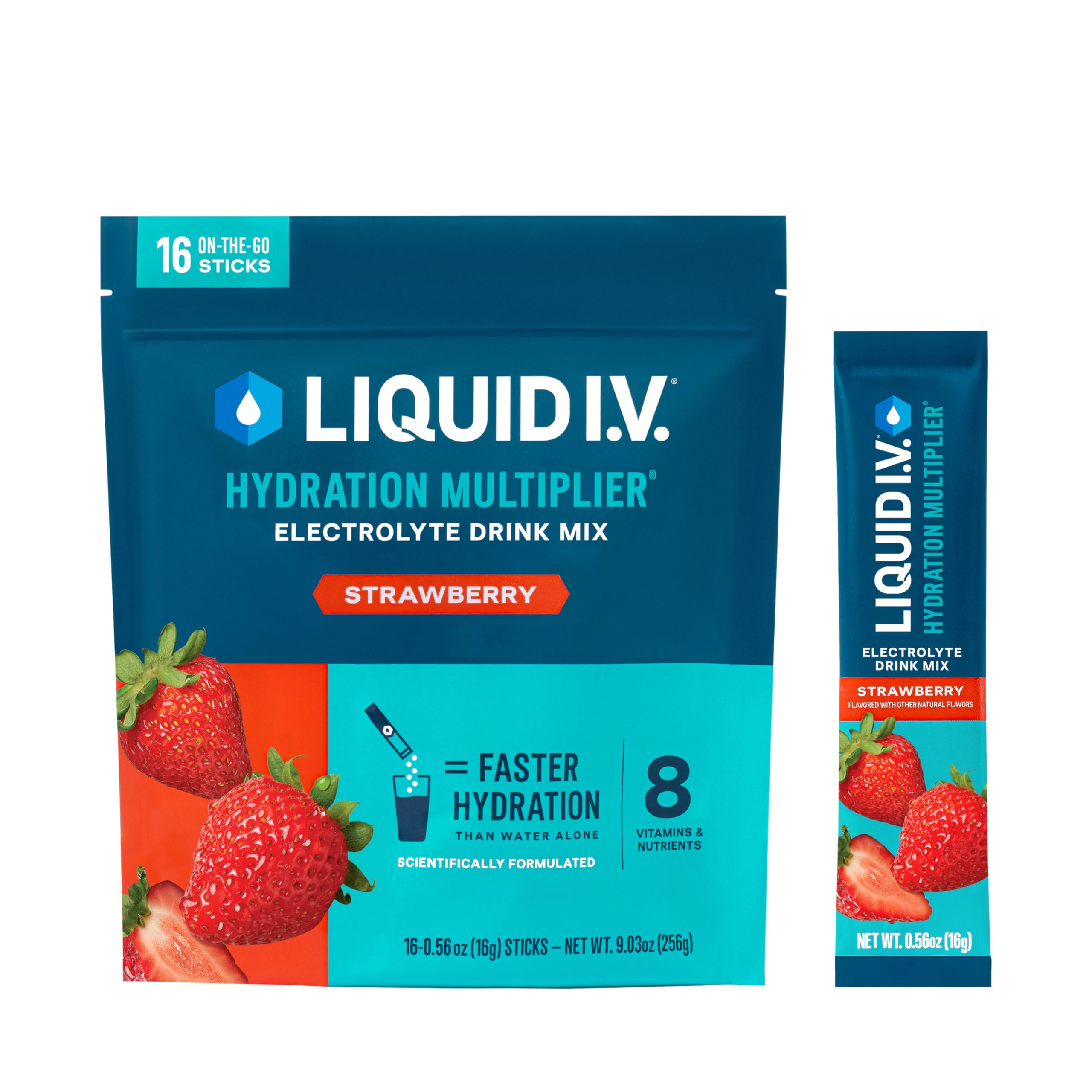 Liquid I.V.® Hydration Multiplier - Strawberry | Electrolyte Powder Drink Mix | 1 Pack (16 Servings) Liquid I.V.Buy Supplements Australia