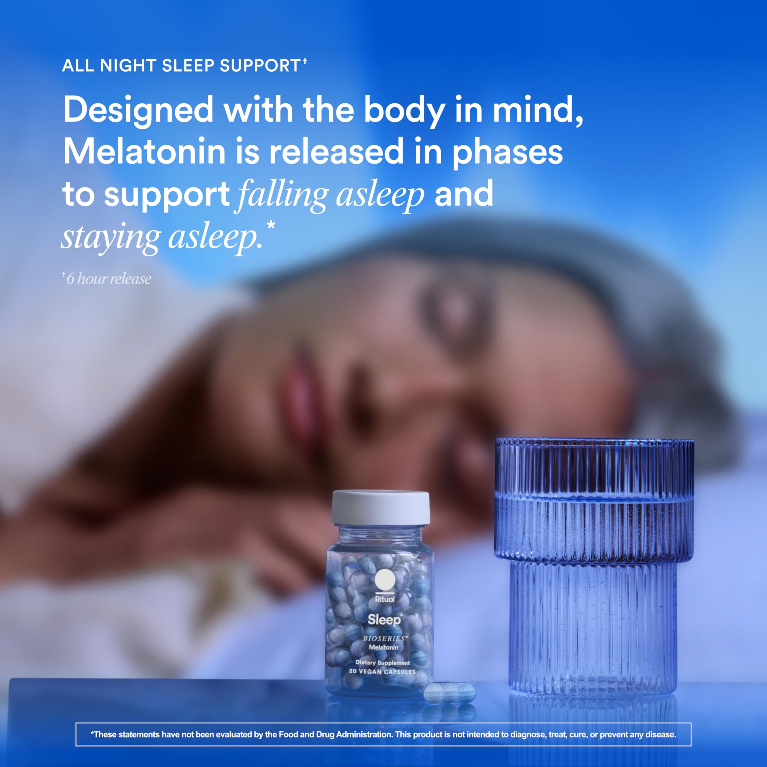 Ritual Sleep BioSeries™ Melatonin: Sleep Aid for Adults, Sleep Supplement with Time Released Capsules, Drug Free Sleep Vitamins for Adults for All Night Sleep Support, 20 Capsules RitualBuy Supplements Australia