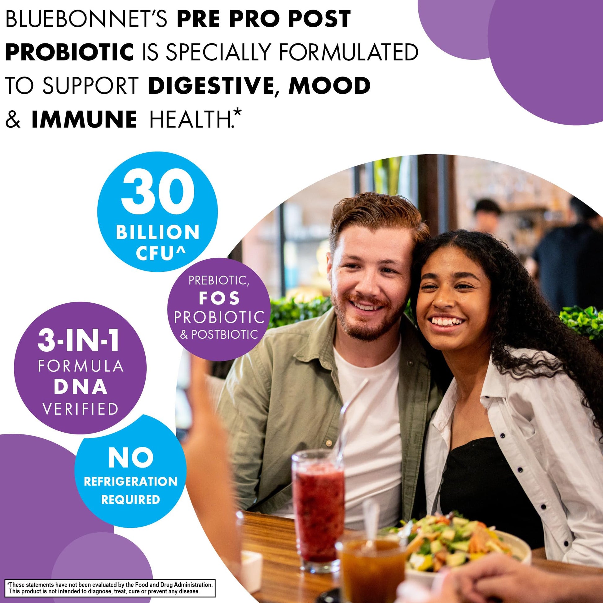 BlueBonnet Nutrition Pre Pro Post Probiotic 30 Billion CFU^ Shelf Stable – for Women & Men Digestion, Gut, Mood, Immune* - Free of Dairy, Gluten & Soy - Non-GMO - 30 Vegetable Capsules, 30 Servings BlueBonnetBuy Supplements Australia