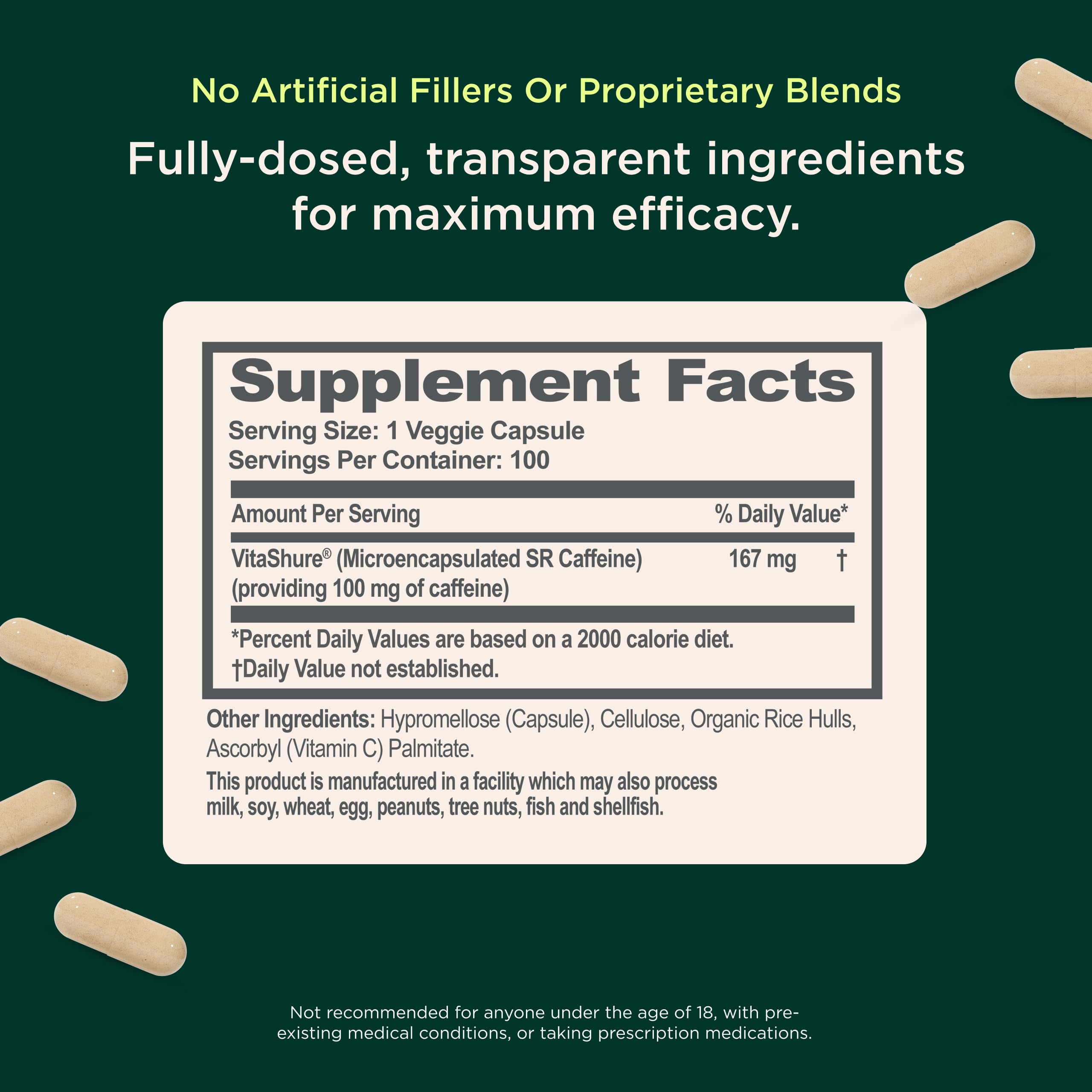 Genius Caffeine - Sustained-Release Microencapsulated Caffeine Pills for Smooth, Long-Lasting Energy & Focus - No Jitters or Crash - 100mg per Capsule - 100 Servings - Natural Performance Booster The Genius BrandBuy Supplements Australia