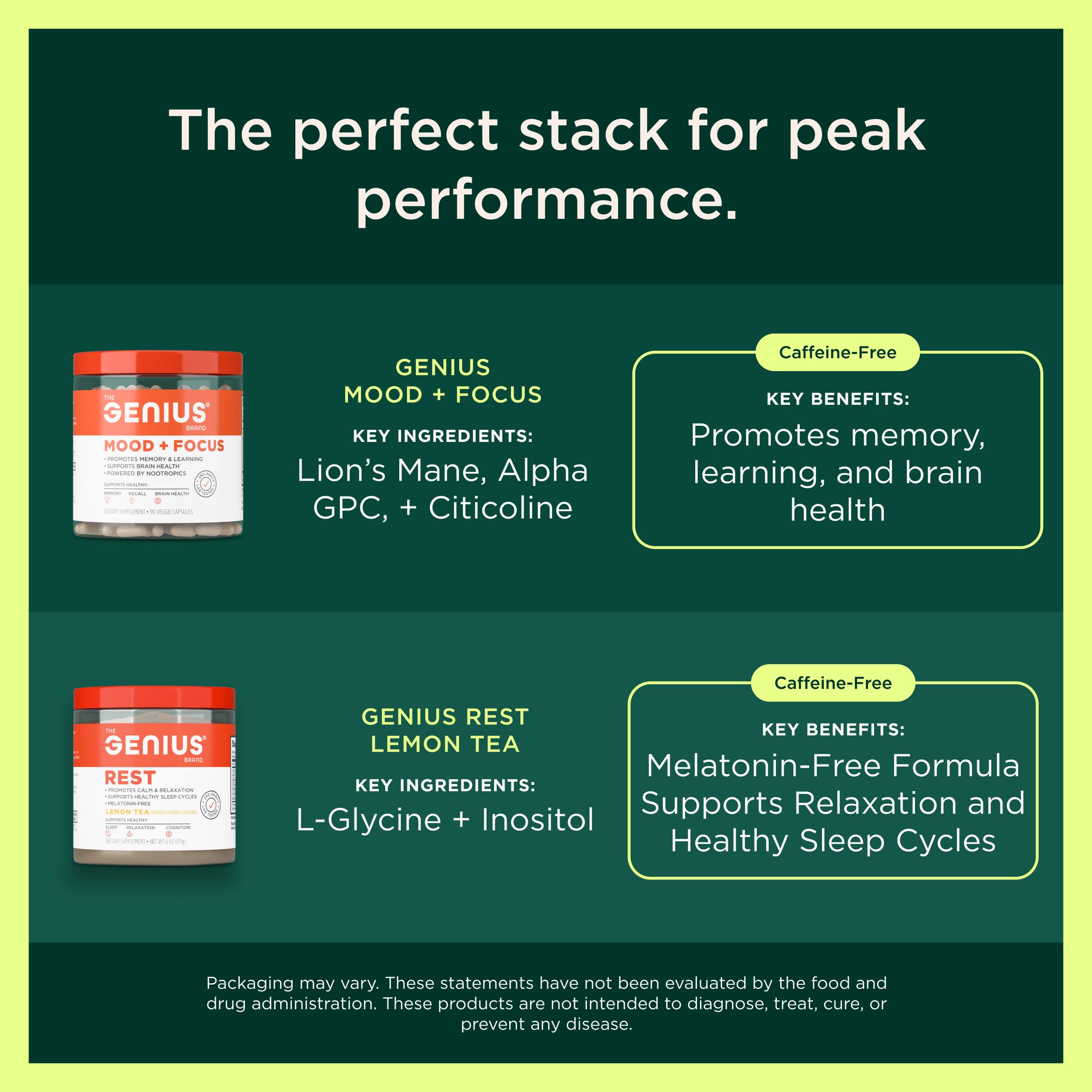 The Genius Brand Rise + Shine Nootropic – Cordyceps & Rhodiola Rosea – Caffeine-Free Energy & Mood Support – Focus, Clarity & Emotional Balance – 30 Servings The Genius BrandBuy Supplements Australia