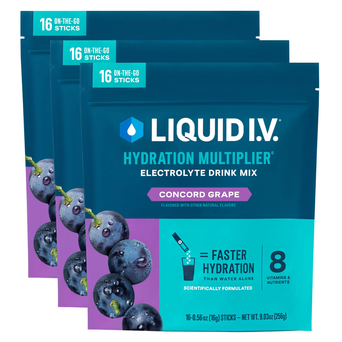 Liquid I.V.® Hydration Multiplier - Concord Grape | Electrolyte Powder Drink Mix | 3 Pack (48 Servings) Liquid I.V.Buy Supplements Australia