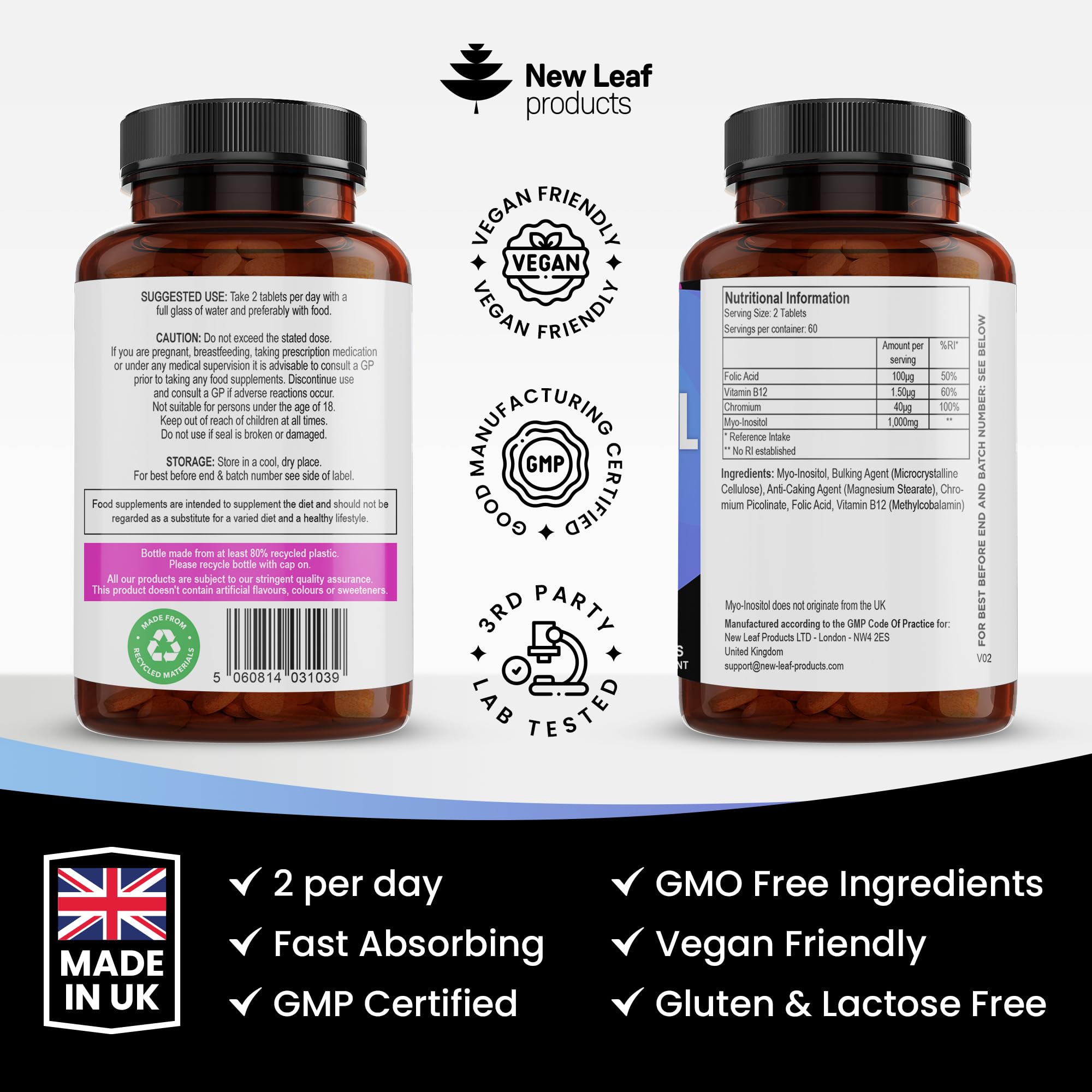 Myo-Inositol PCOS Supplement - Myo Inositol Tablets PCOS Supplement Enriched NEW LEAF PRODUCTSBuy Supplements Australia