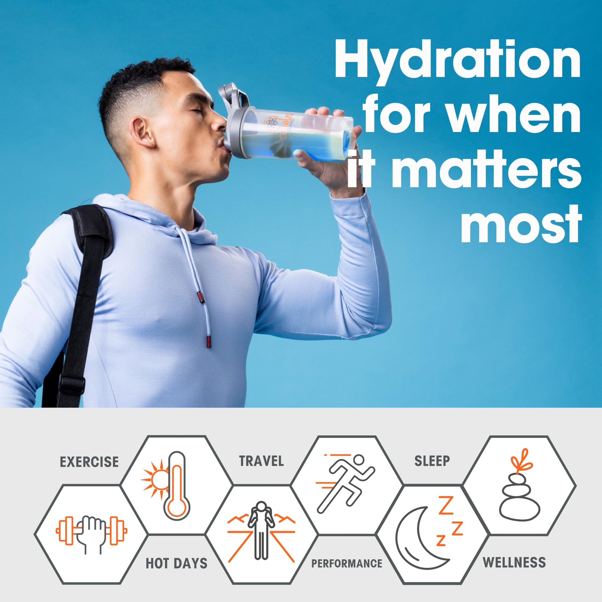 The Genius Brand - Genius Hydrate Stick Pack Powder Drink Mix – Blue Raspberry Flavor, Natural Electrolyte Booster with Coconut Water & Potassium for Ultimate Hydration - 20 Packets The Genius BrandBuy Supplements Australia