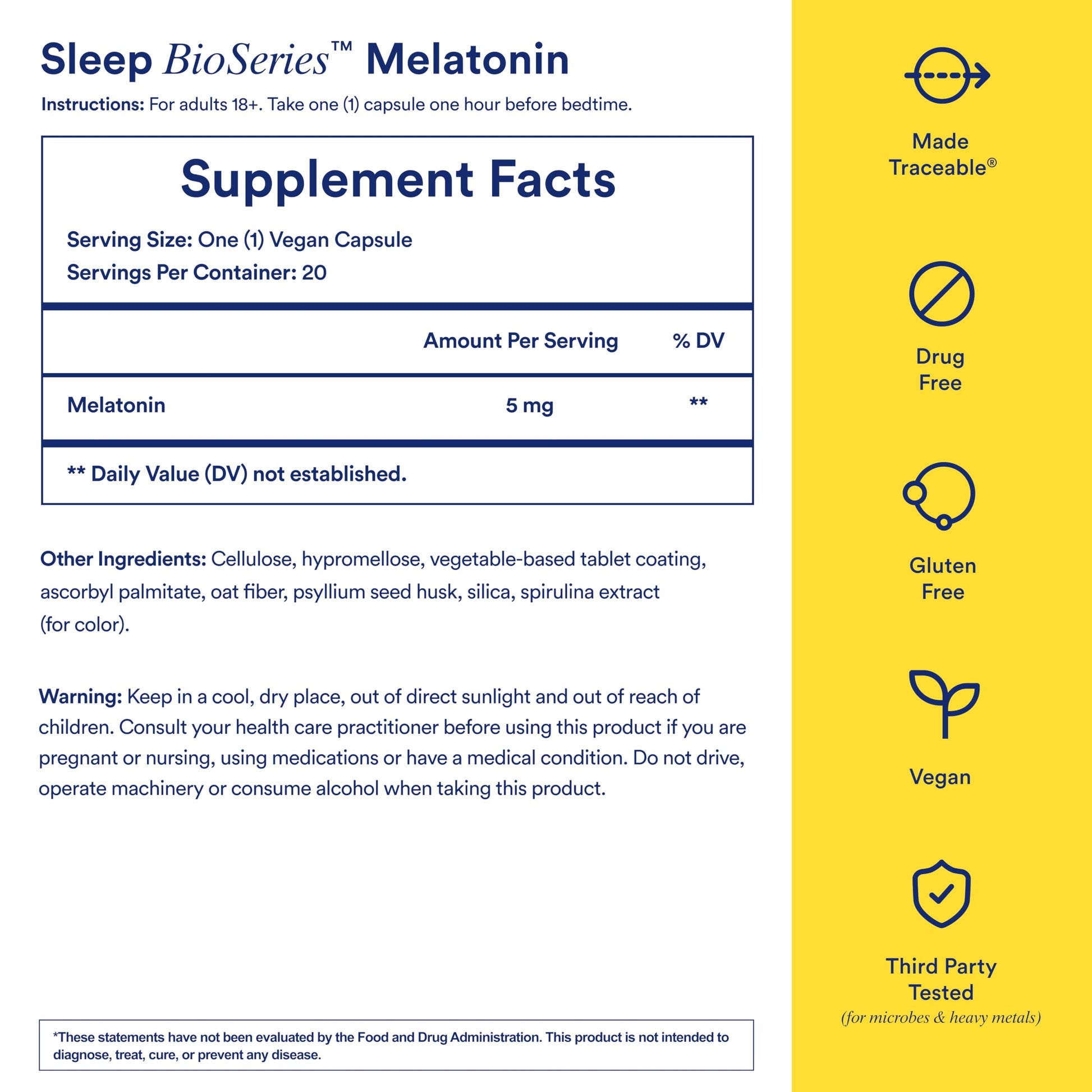 Ritual Sleep BioSeries™ Melatonin: Sleep Aid for Adults, Sleep Supplement with Time Released Capsules, Drug Free Sleep Vitamins for Adults for All Night Sleep Support, 20 Capsules RitualBuy Supplements Australia