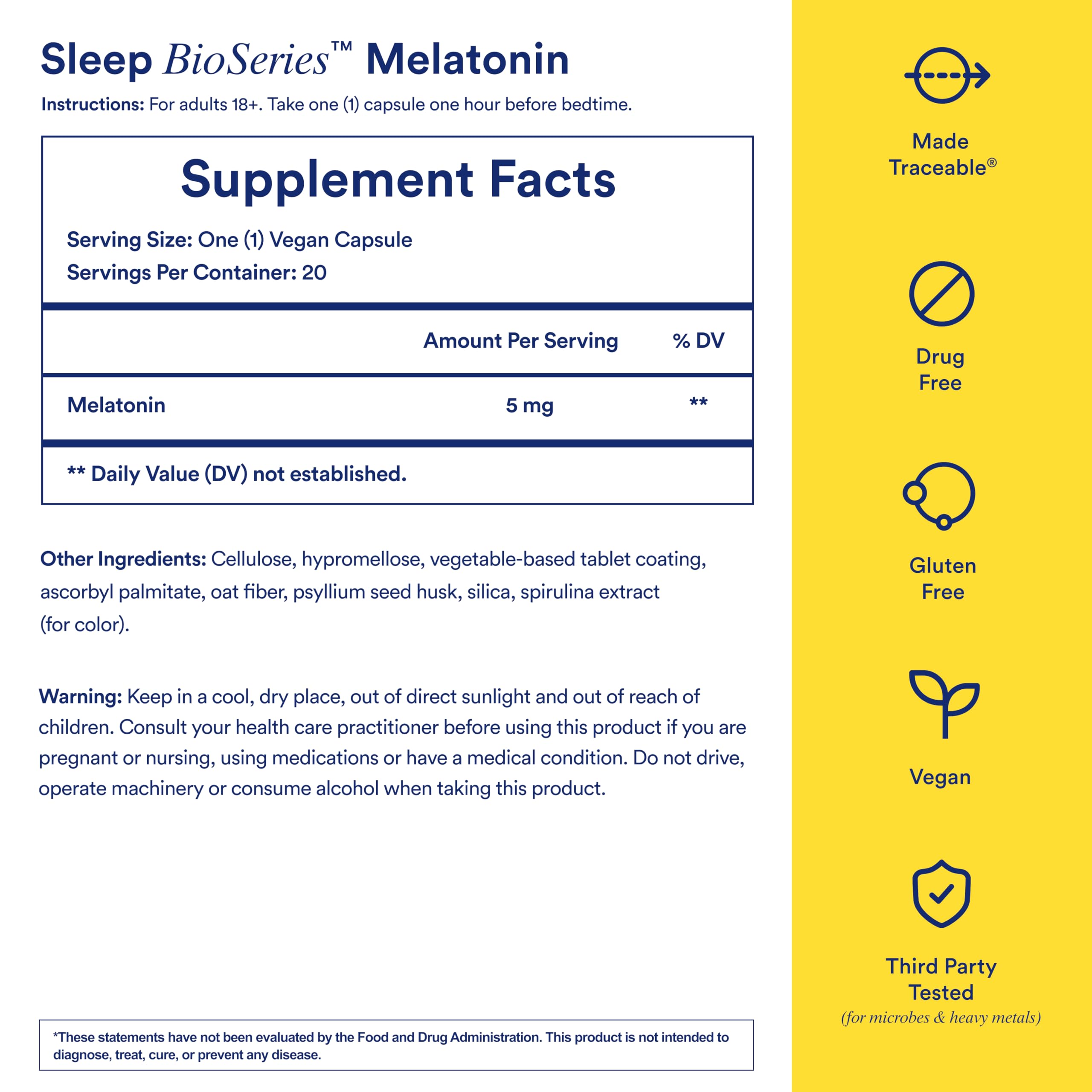Ritual Sleep BioSeries™ Melatonin: Sleep Aid for Adults, Sleep Supplement with Time Released Capsules, Drug Free Sleep Vitamins for Adults for All Night Sleep Support, 20 Capsules RitualBuy Supplements Australia