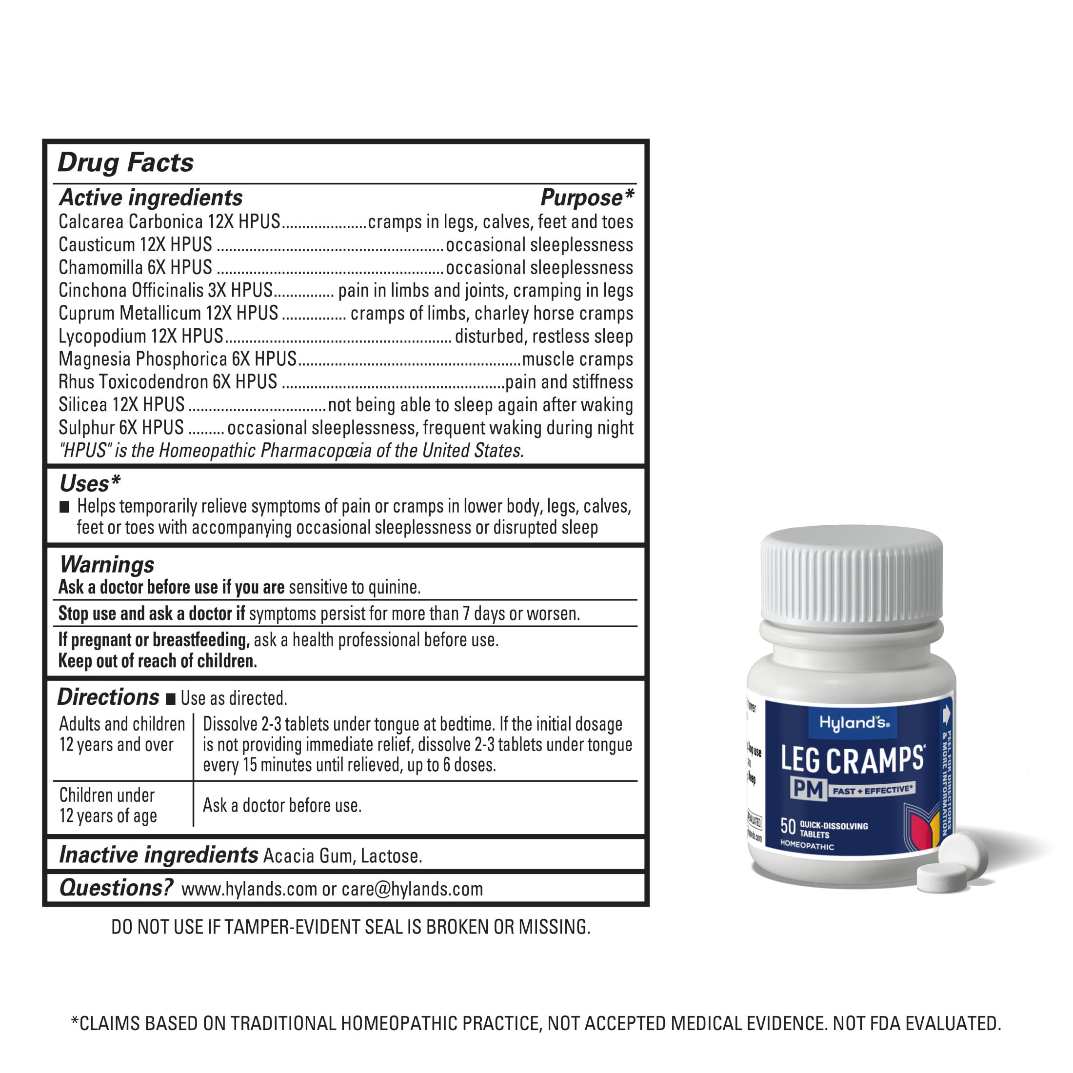 Hyland's Leg Cramps PM, Relief of Nighttime Leg, Calf, and Foot Cramps, 50 Quick-Dissolving Tablets 4-Pack (200 Total) Hyland'sBuy Supplements Australia