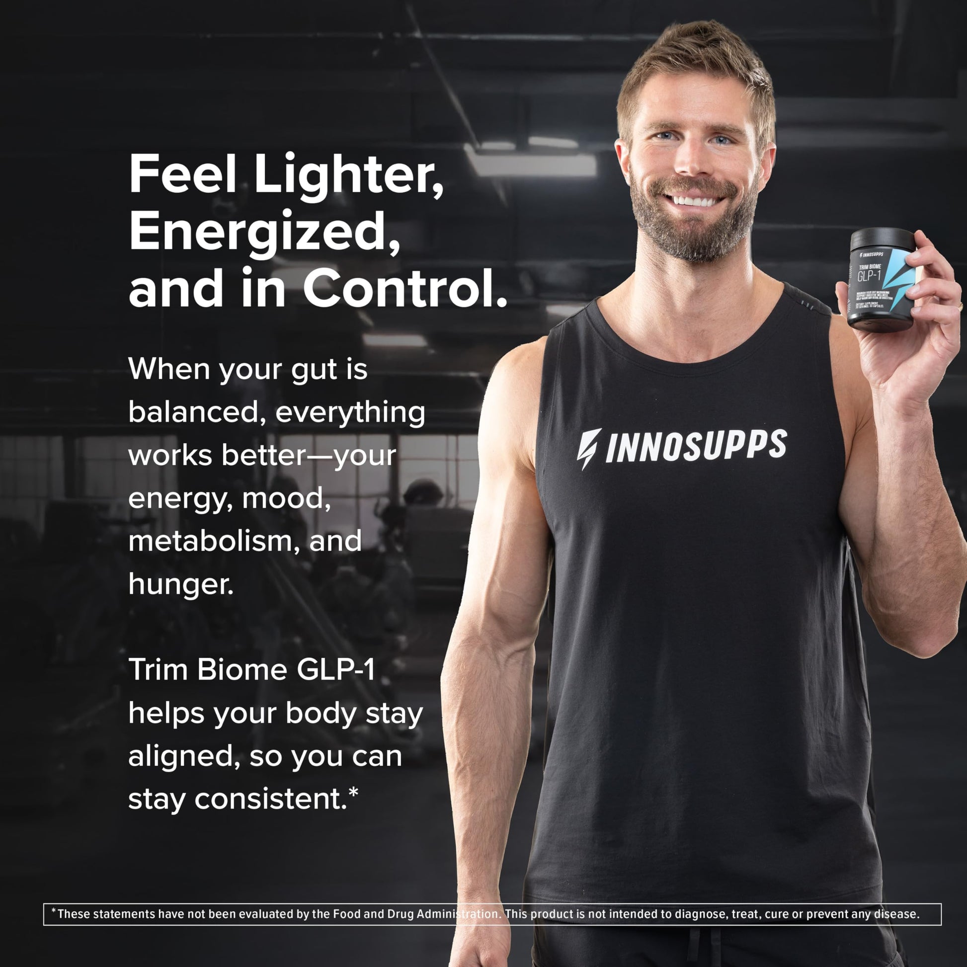 InnoSupps Trim Biome GLP-1 - Gut Health + Metabolic Support* - Prebiotic + Probiotic + Postbiotic - Akkermansia + Berberine - 60 Capsules. 30 Servings InnoSuppsBuy Supplements Australia