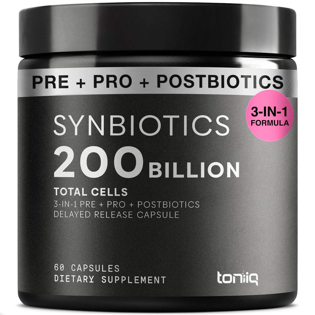 Toniiq Prebiotics and Probiotics – 200B TFU with Postbiotics IMMUSE® & ButyraGen® – 30 Strains – Shelf-Stable Synbiotic Formula – Third-Party Tested – 60 Capsules ToniiqBuy Supplements Australia
