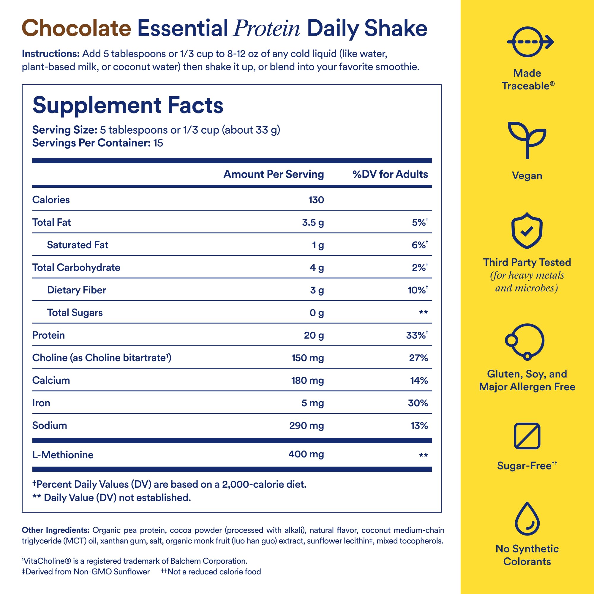 Ritual Pea Protein Powder with BCAA: 20g Organic Vegan Plant-Based Protein from Regenerative Farms in North America, Complete Amino Acid Profile, Gluten Free, Sugar Free‡, Dairy Free, Chocolate, 1 Lbs RitualBuy Supplements Australia