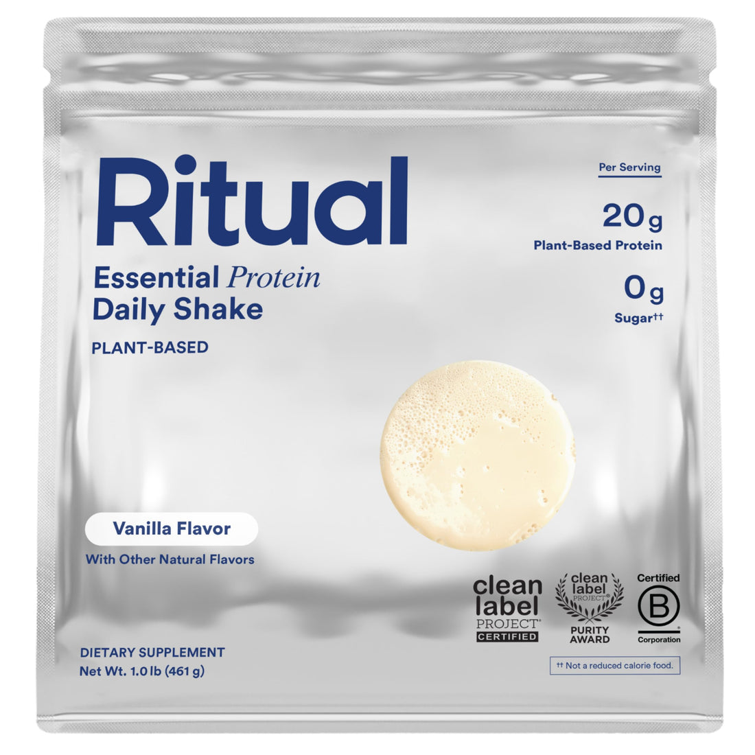 Ritual Pea Protein Powder with BCAA: 20g Organic Vegan Plant-Based Protein from Regenerative Farms in North America, Complete Amino Acid Profile, Gluten Free, Sugar Free‡, Dairy Free, Vanilla, 1 Lbs RitualBuy Supplements Australia