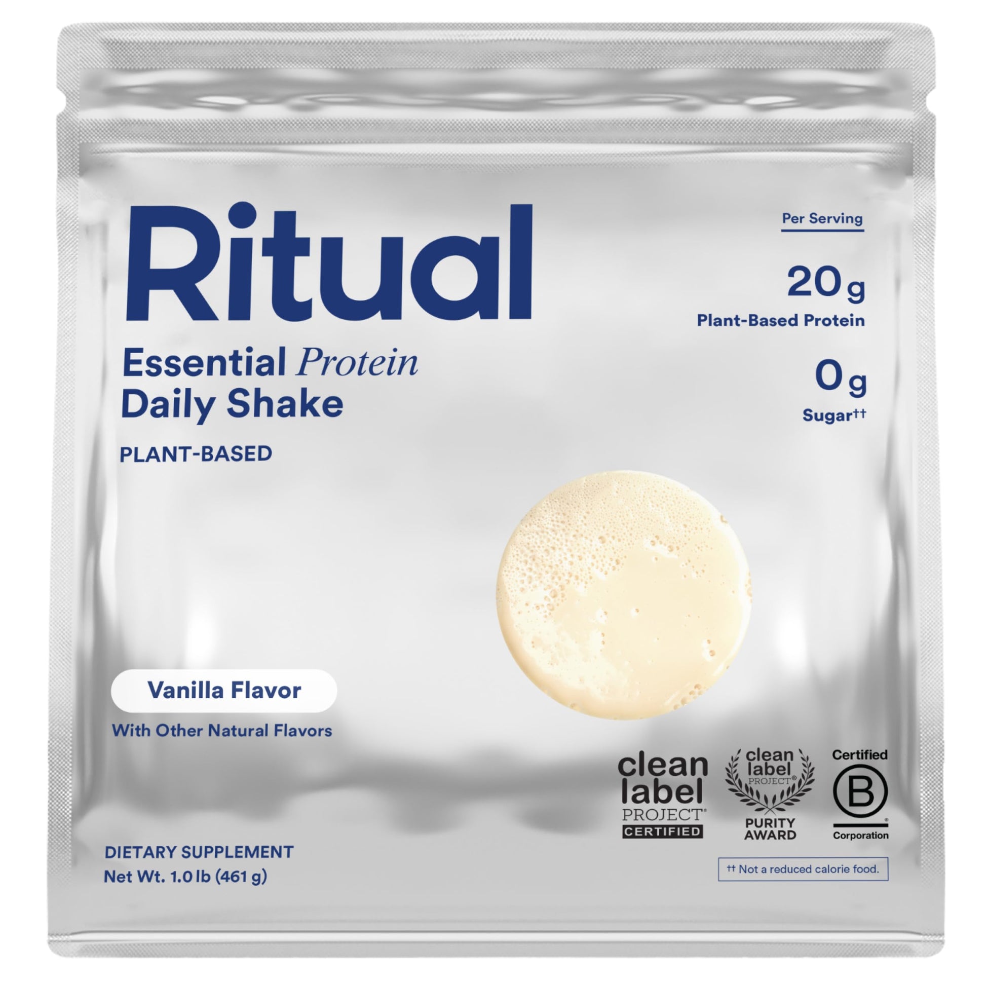 Ritual Pea Protein Powder with BCAA: 20g Organic Vegan Plant-Based Protein from Regenerative Farms in North America, Complete Amino Acid Profile, Gluten Free, Sugar Free‡, Dairy Free, Vanilla, 1 Lbs RitualBuy Supplements Australia