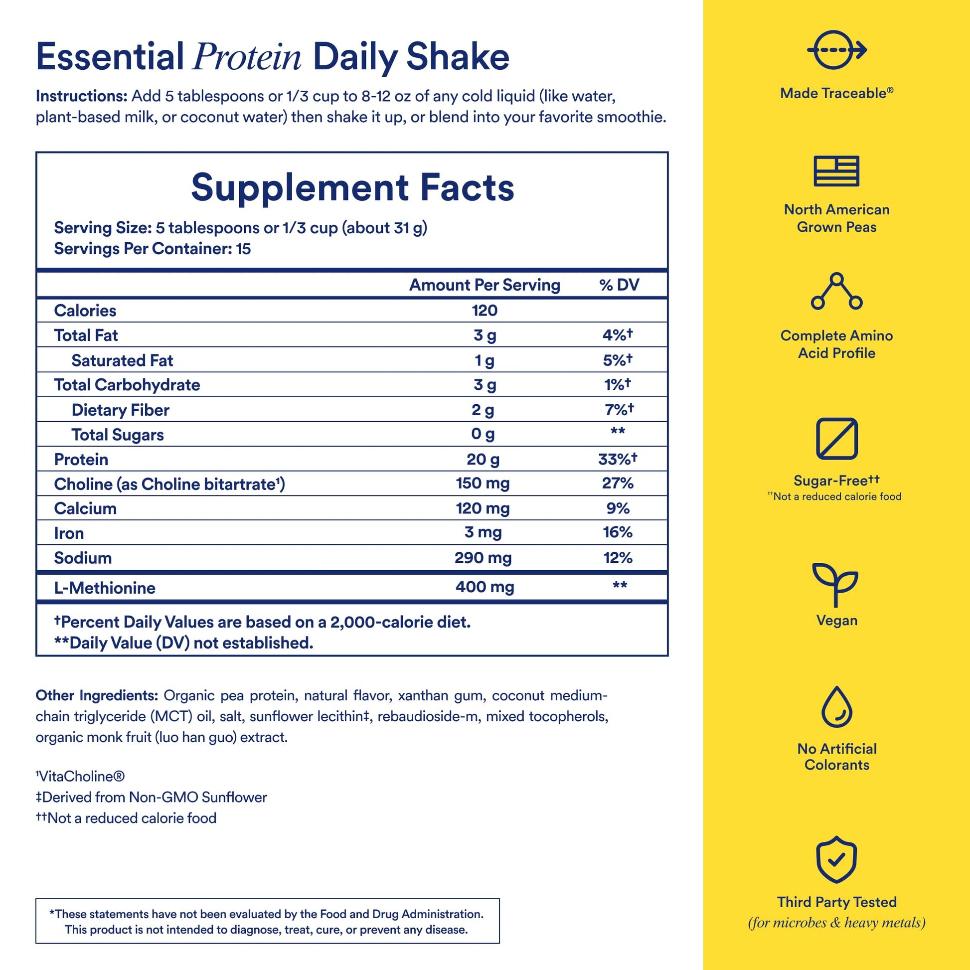 Ritual Pea Protein Powder with BCAA: 20g Organic Vegan Plant-Based Protein from Regenerative Farms in North America, Complete Amino Acid Profile, Gluten Free, Sugar Free‡, Dairy Free, Vanilla, 1 Lbs RitualBuy Supplements Australia