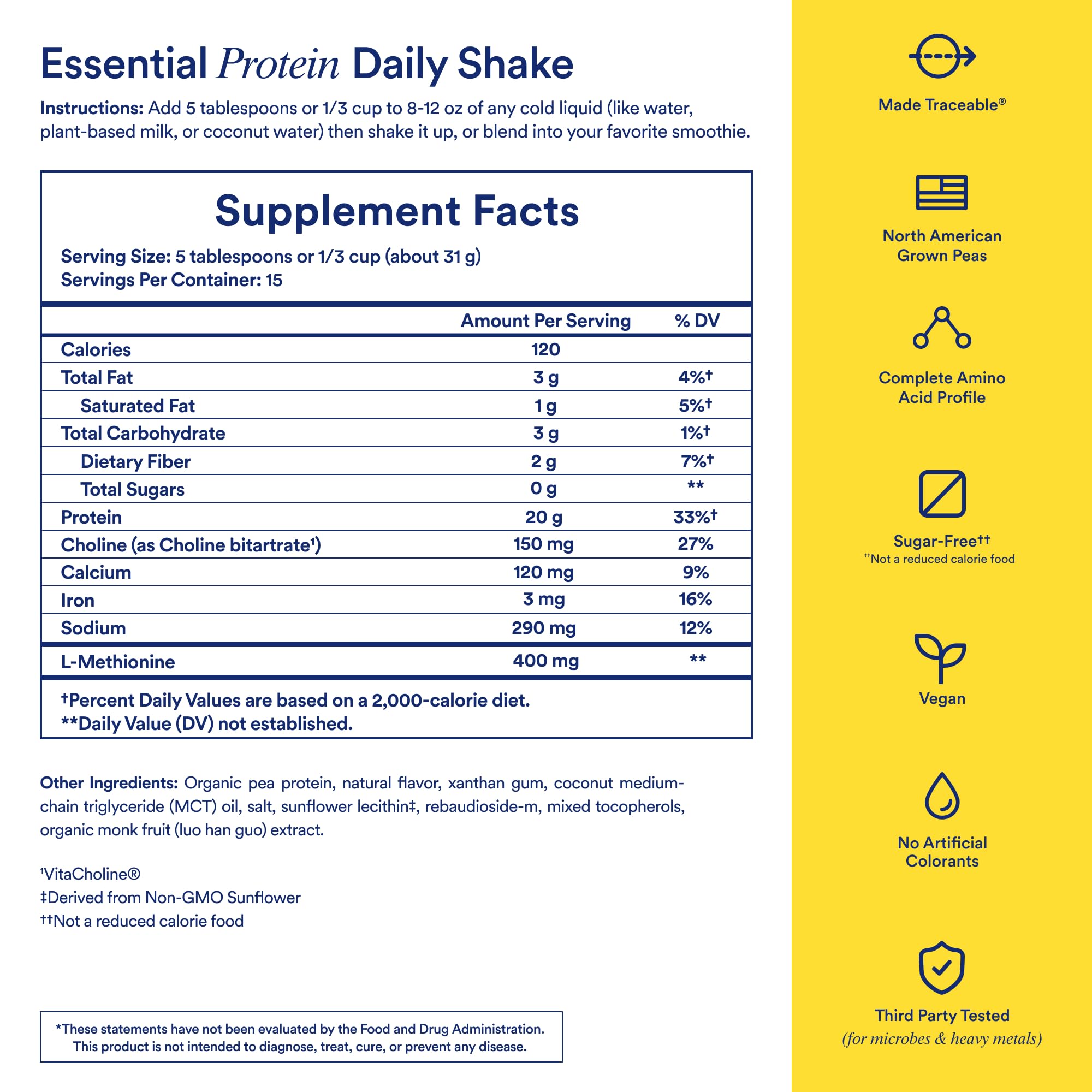 Ritual Pea Protein Powder with BCAA: 20g Organic Vegan Plant-Based Protein from Regenerative Farms in North America, Complete Amino Acid Profile, Gluten Free, Sugar Free‡, Dairy Free, Vanilla, 1 Lbs RitualBuy Supplements Australia