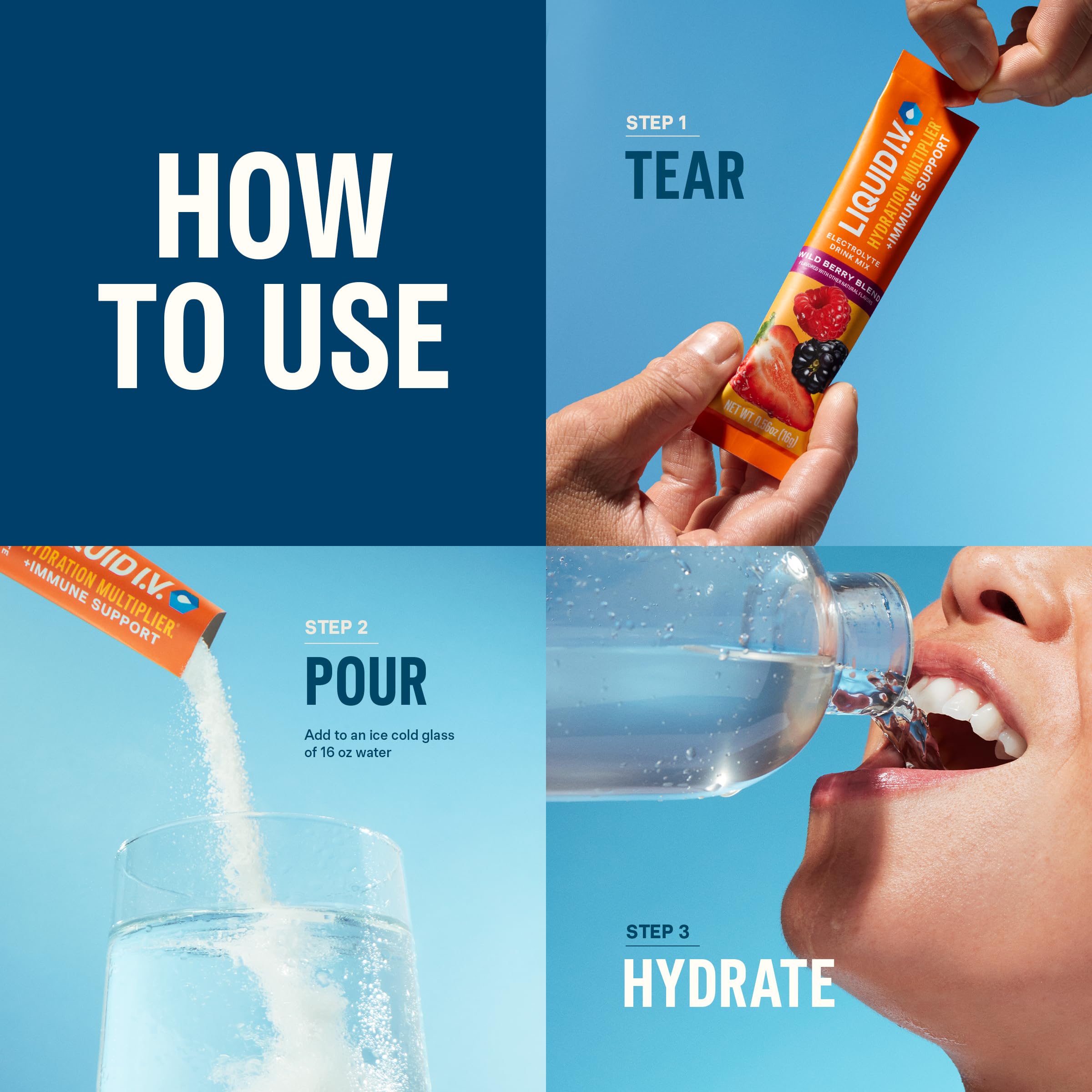 Liquid I.V.® Hydration Multiplier +Immune Support - Tangerine | Electrolyte Powder Drink Mix | 1 Pack (14 Servings) Liquid I.V.Buy Supplements Australia