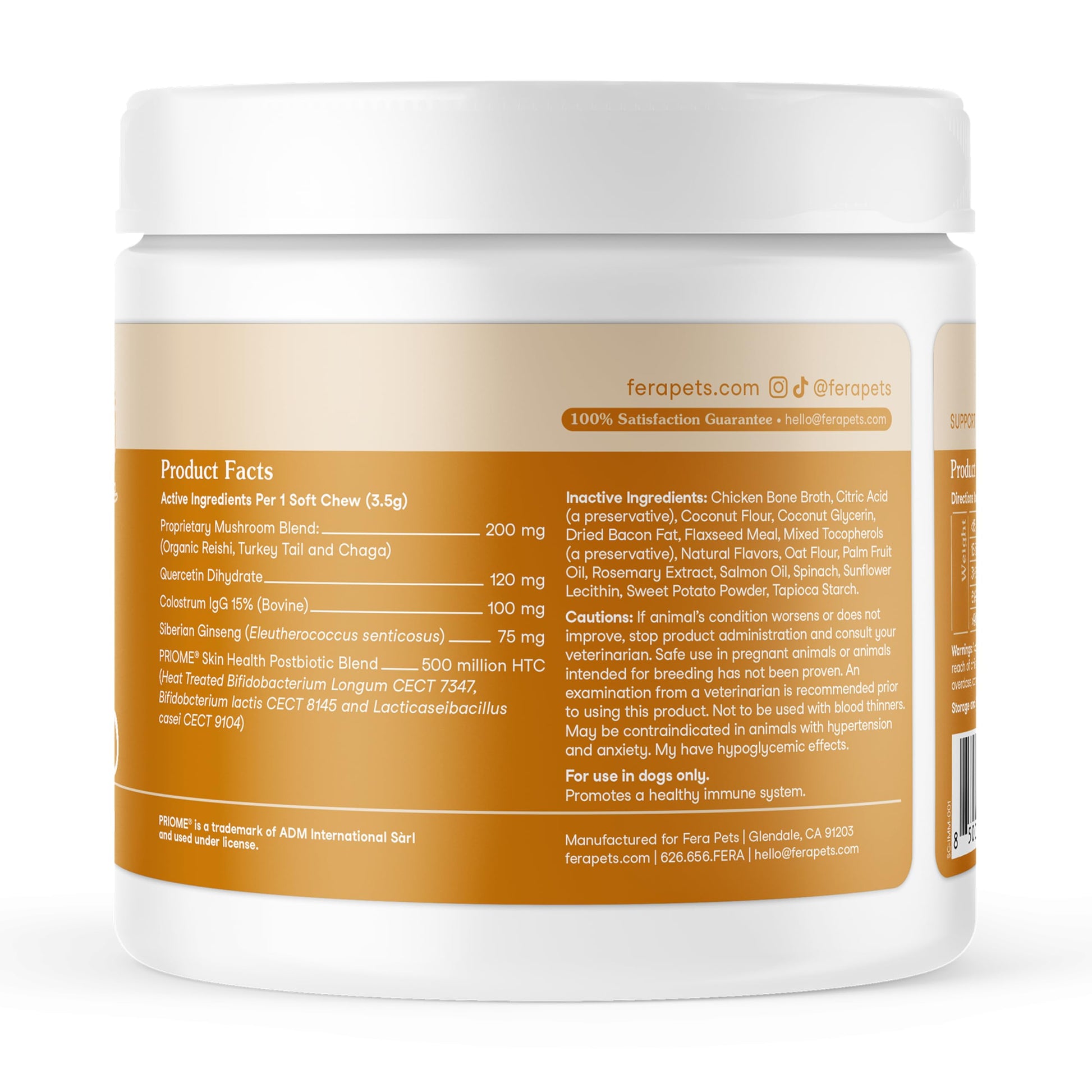 Fera Pets Dog Allergy and Immune Support with Organic Mushrooms, Postbiotics & Colostrum - Promotes Skin & Gut Health - Soothes Seasonal Allergy Symptoms - 30 Soft Chews Fera PetsBuy Supplements Australia