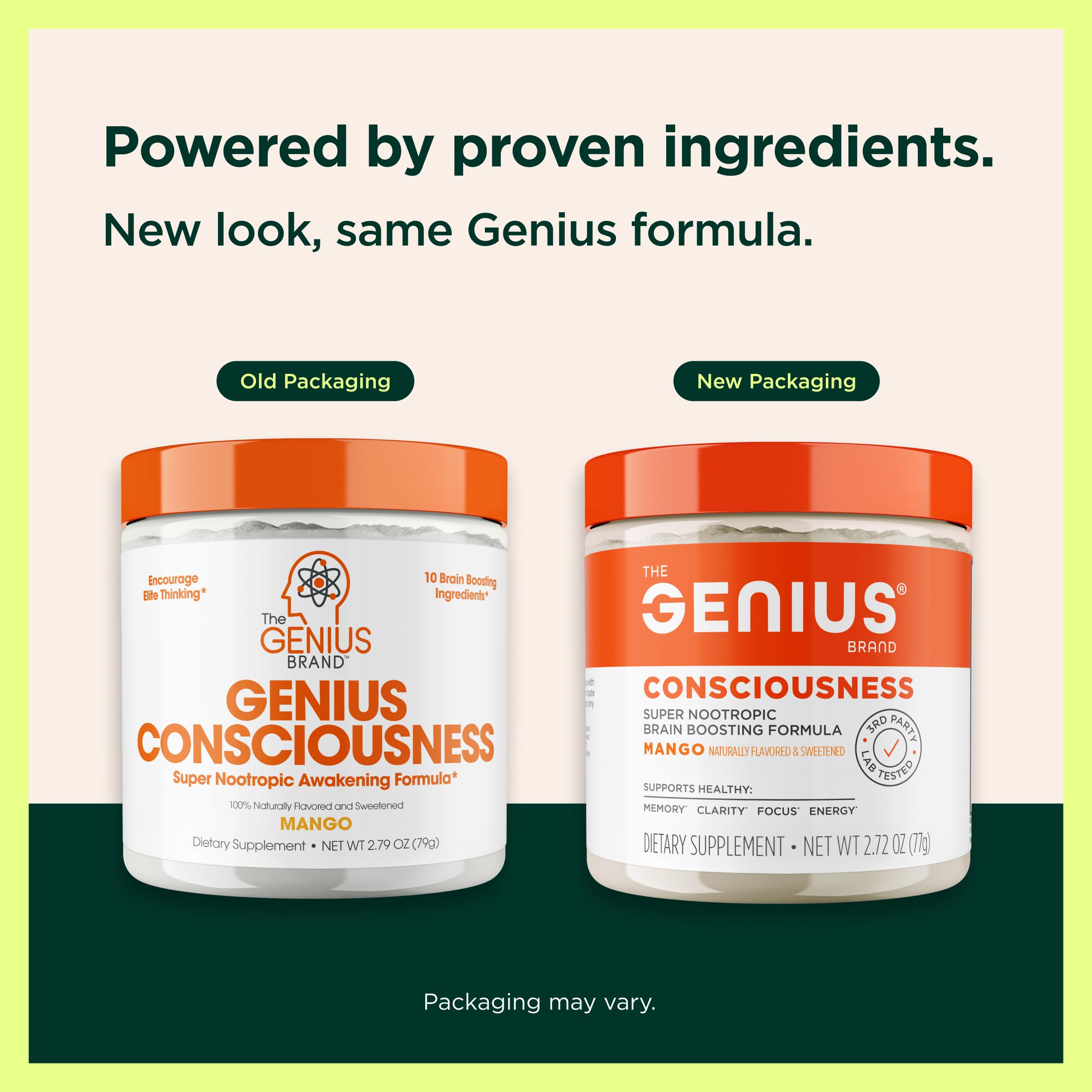 Genius Consciousness, Super Nootropic Brain Supplement Powder, Mango - Boost Focus, Cognitive Function, Concentration & Memory Booster - Alpha GPC & Lions Mane Mushroom for Neuro Energy & IQ The Genius BrandBuy Supplements Australia