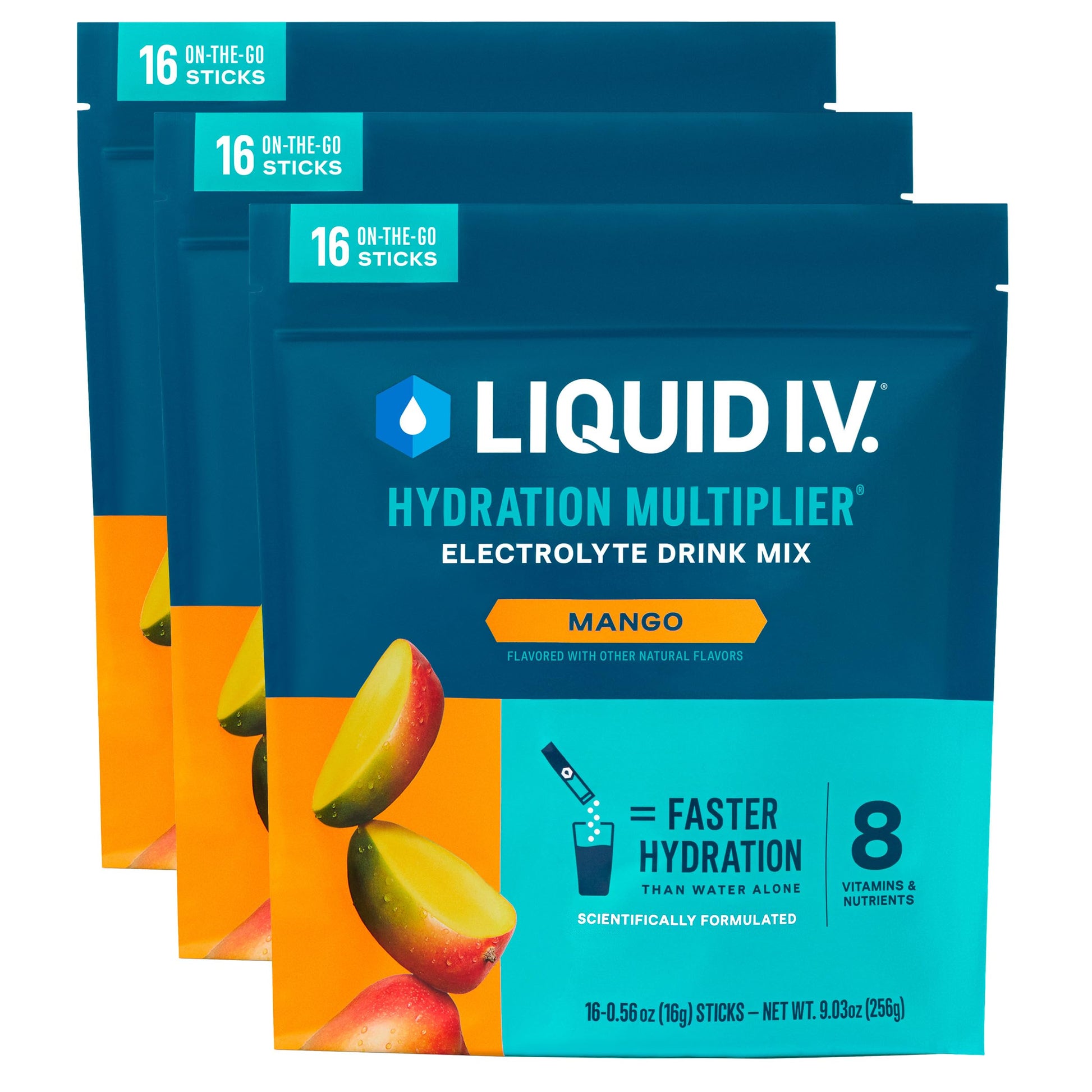 Liquid I.V.® Hydration Multiplier - Mango | Electrolyte Powder Drink Mix | 3 Pack (48 Servings) Liquid I.V.Buy Supplements Australia