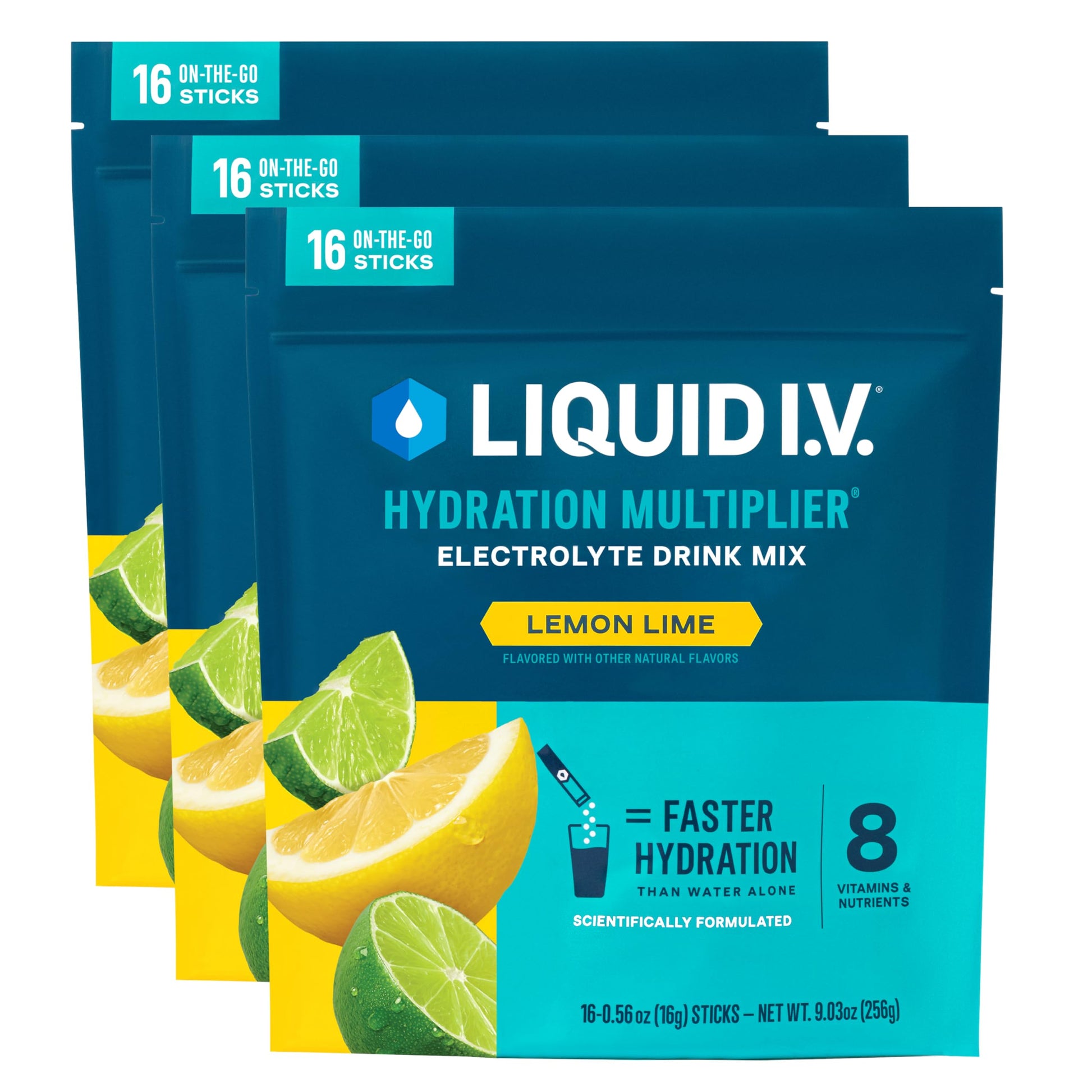 Liquid I.V.® Hydration Multiplier - Lemon Lime | Electrolyte Powder Drink Mix | 3 Pack (48 Servings) Liquid I.V.Buy Supplements Australia
