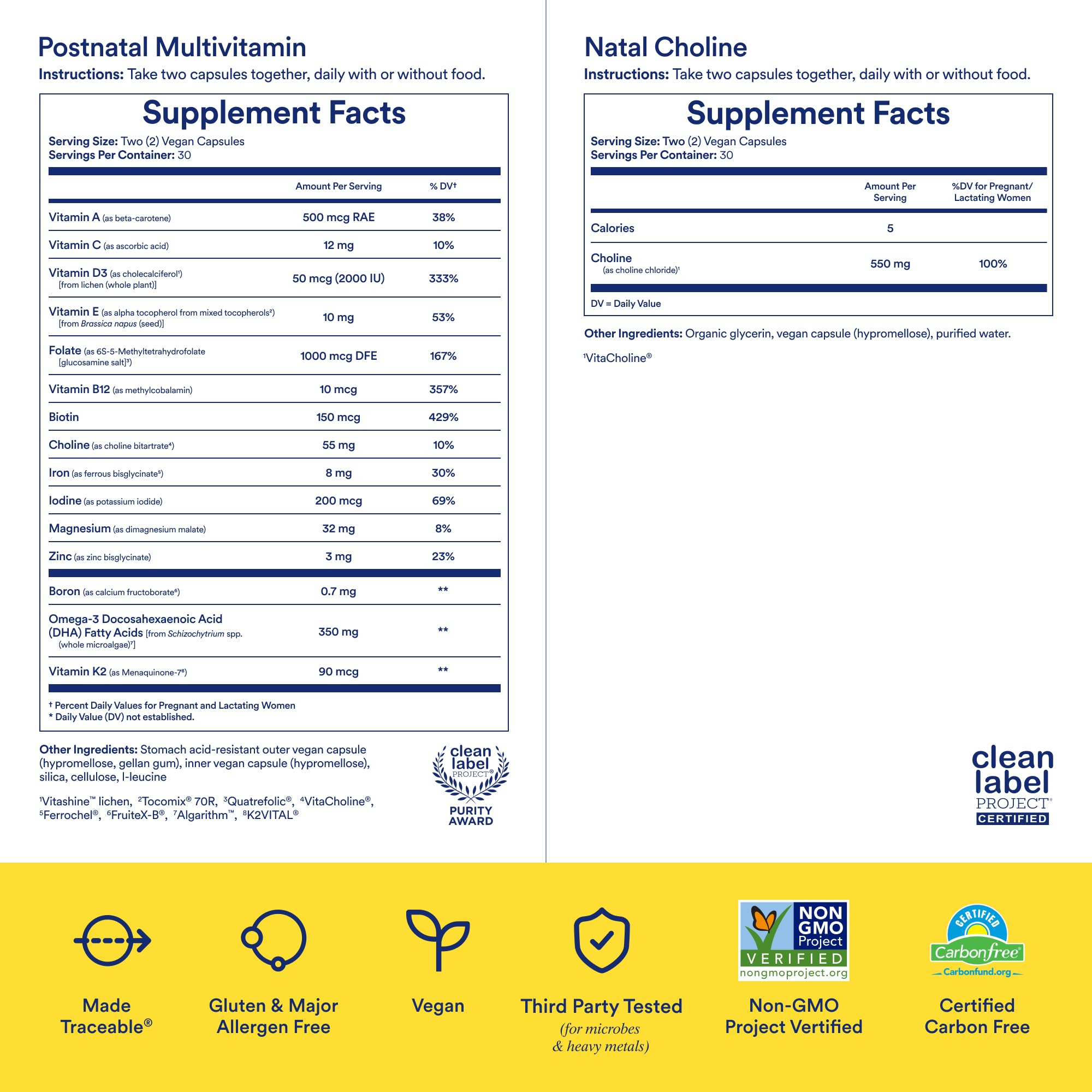 Ritual Postnatal Mom-to-Baby Set, Postpartum Multivitamin and Natal Choline Supplements, Supports Lactation, Immune Function, and Baby's Cognitive Function RitualBuy Supplements Australia