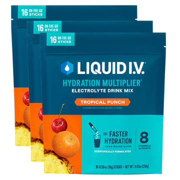 Liquid I.V.® Hydration Multiplier - Tropical Punch | Electrolyte Powder Drink Mix | 3 Pack (48 Servings) Liquid I.V.Buy Supplements Australia