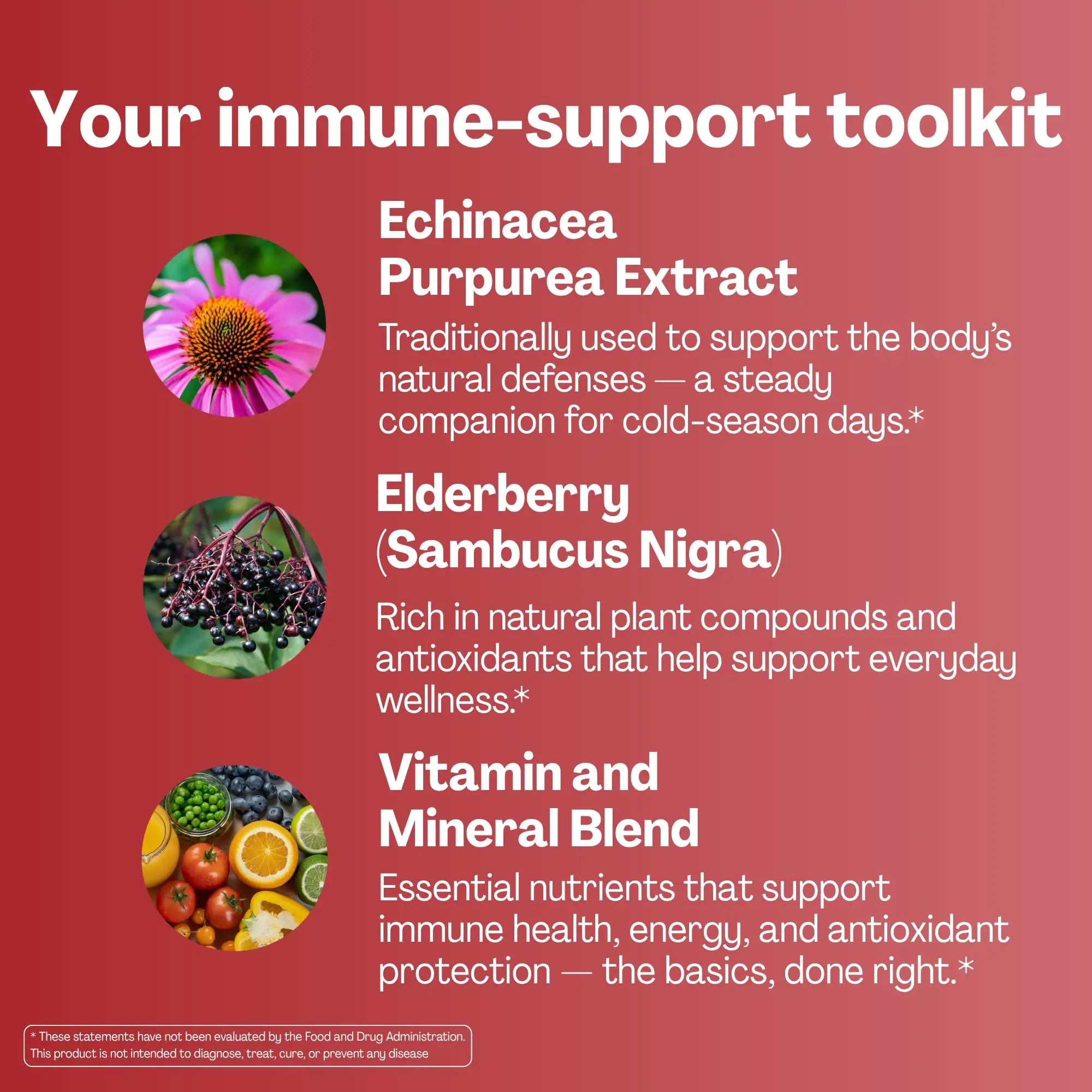 URVI® Immune Support Gummies - Vitamin C, D3 K2, E, Niacin, Zinc & Selenium with Elderberry & Echinacea URVI